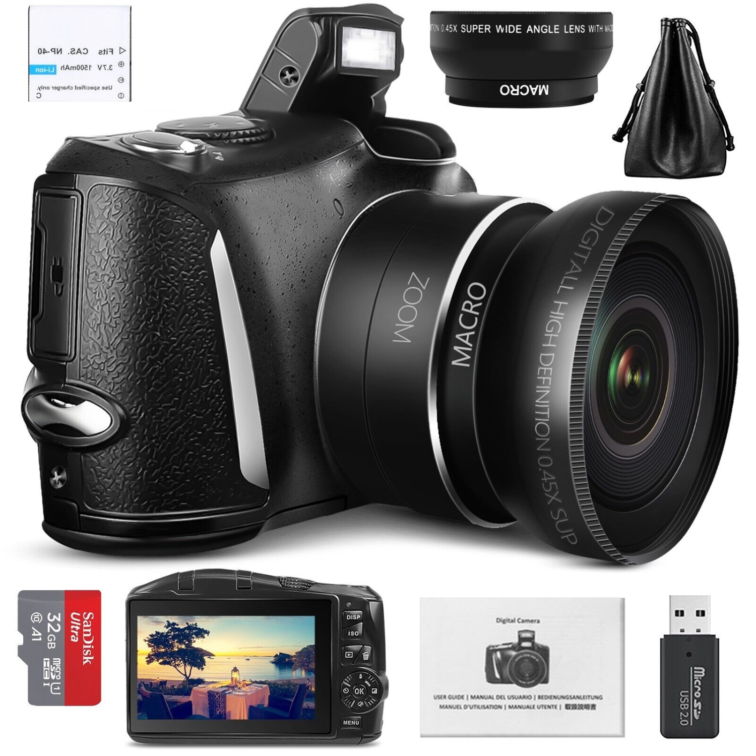 NBD Digital Camera 4K Ultra HD 48MP All-in-One Vlogging Camera with Wide  Angle Lens, Digital Zoom 16x and 3 Screen