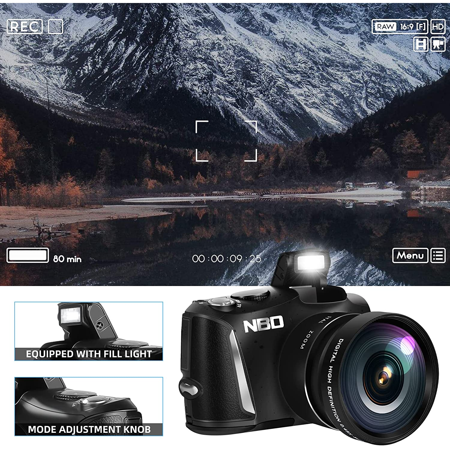 NBD Digital Camera 4K Ultra HD 48MP All-in-One Vlogging Camera