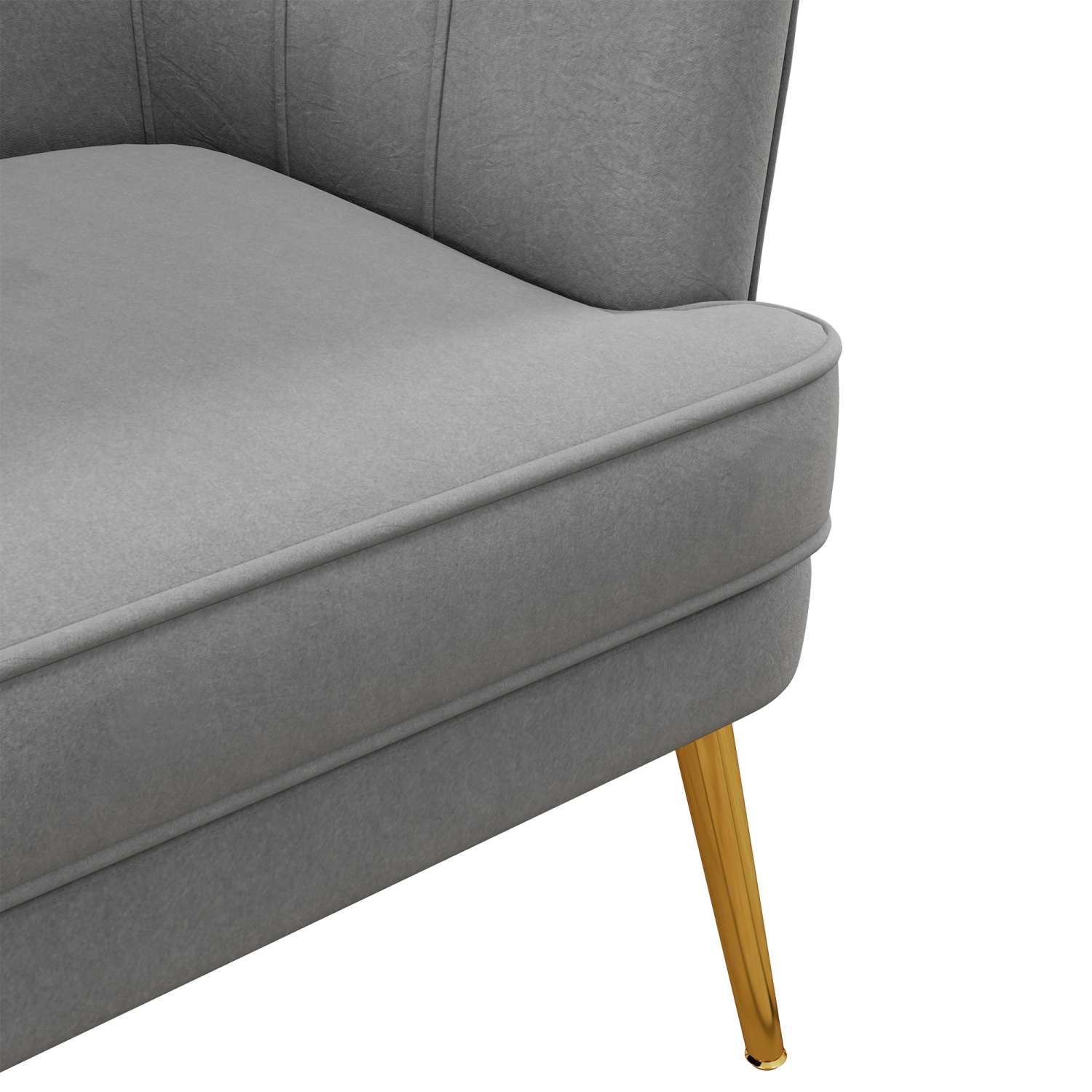 HOMCOM – Fauteuil d’appoint en tissu, fauteuil en velours, chaise de salon moderne avec pattes en métal doré et rembourrage épais pour chambre, gris