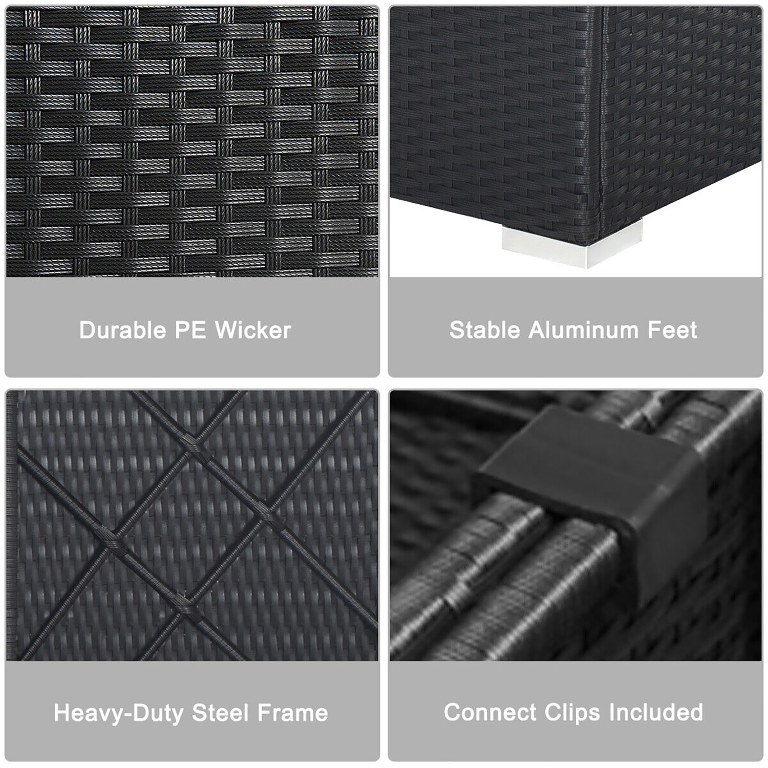 Gymax 7PCS Rattan Patio Conversation Sectional Furniture Set w/ Cushion Pillow