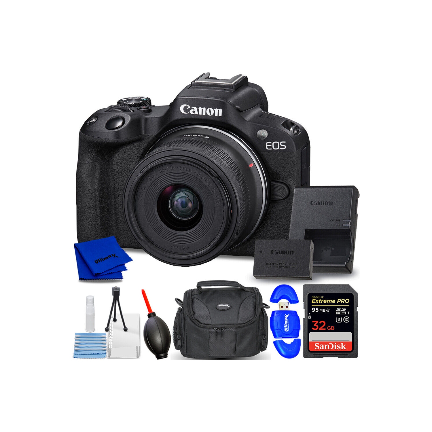 Canon EOS R50 Mirrorless Camera with 18-45mm Lens 5811C012 - 7PC Bundle