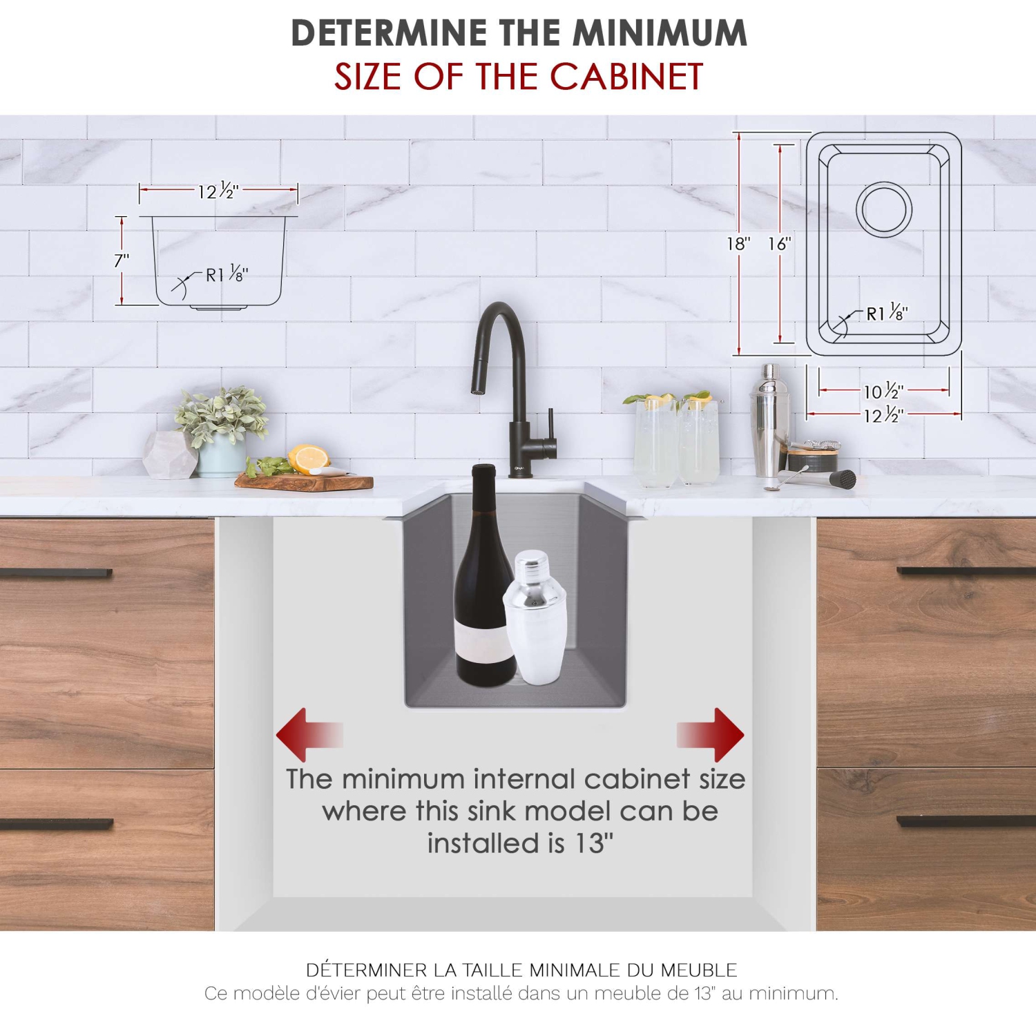 ÉLÉGANT évier de cuisine simple à double monture en acier inoxydable de 12 ½ po S-409T
