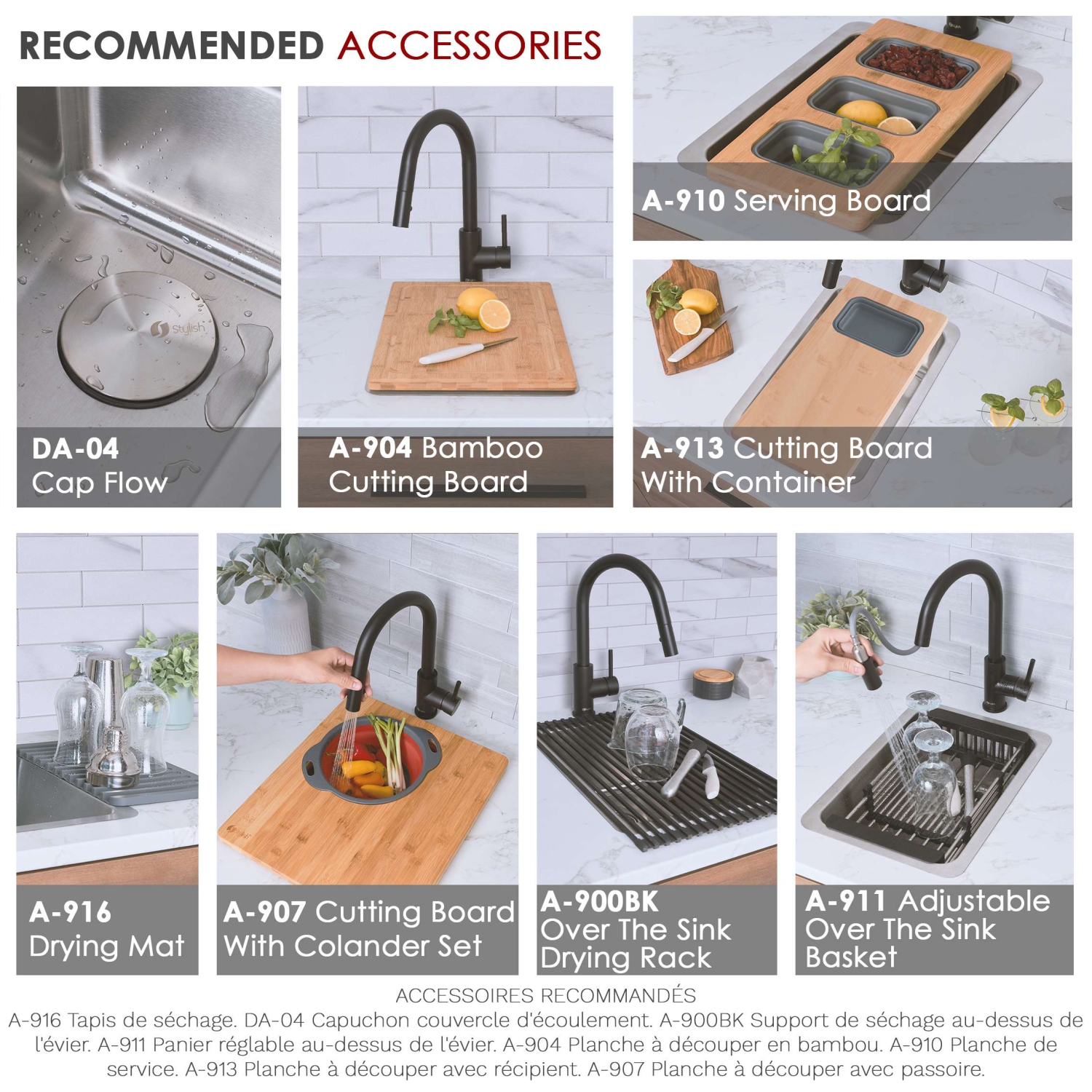 ÉLÉGANT évier de cuisine simple à double monture en acier inoxydable de 12 ½ po S-409T