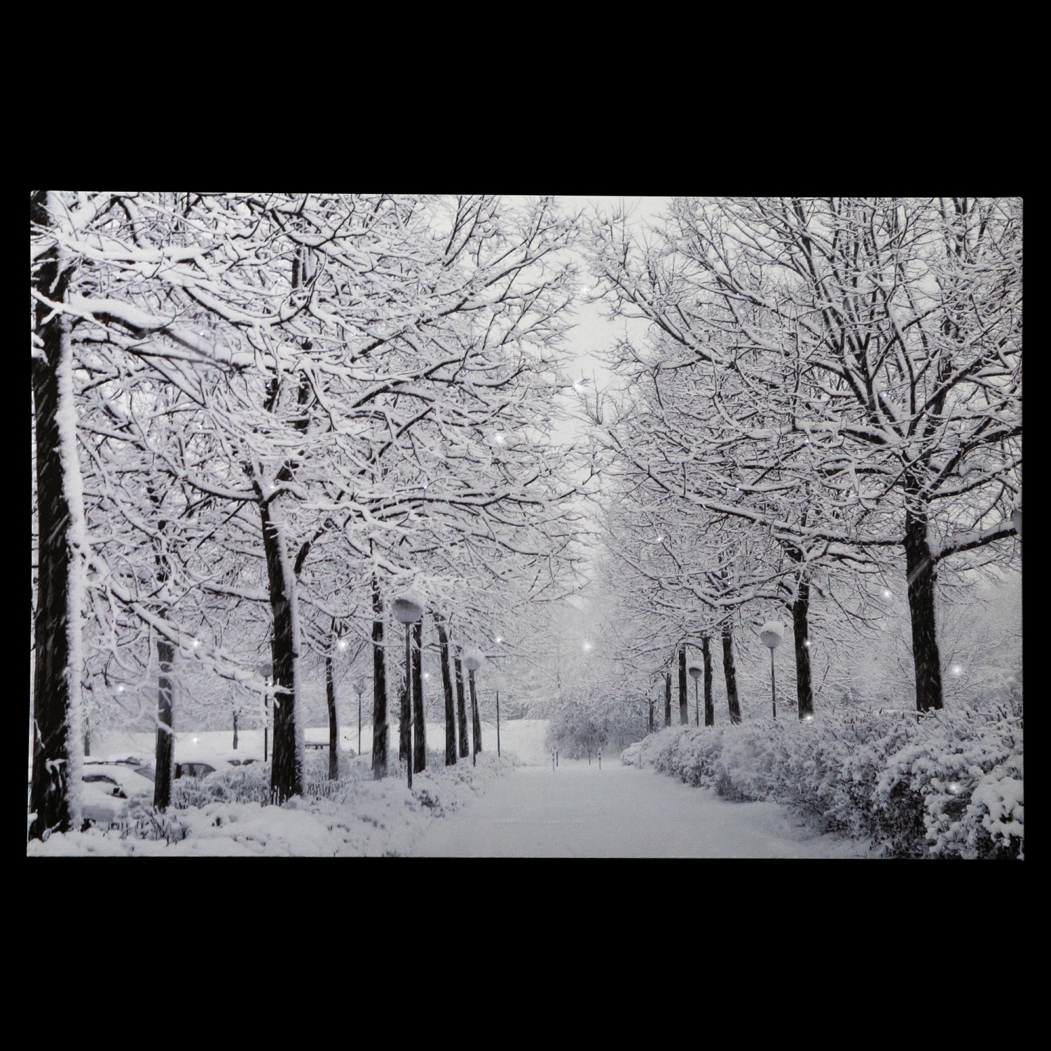 Toile murale de Noël en forme de voie hivernale illuminée par fibre optique - 23,5 x 15,75"