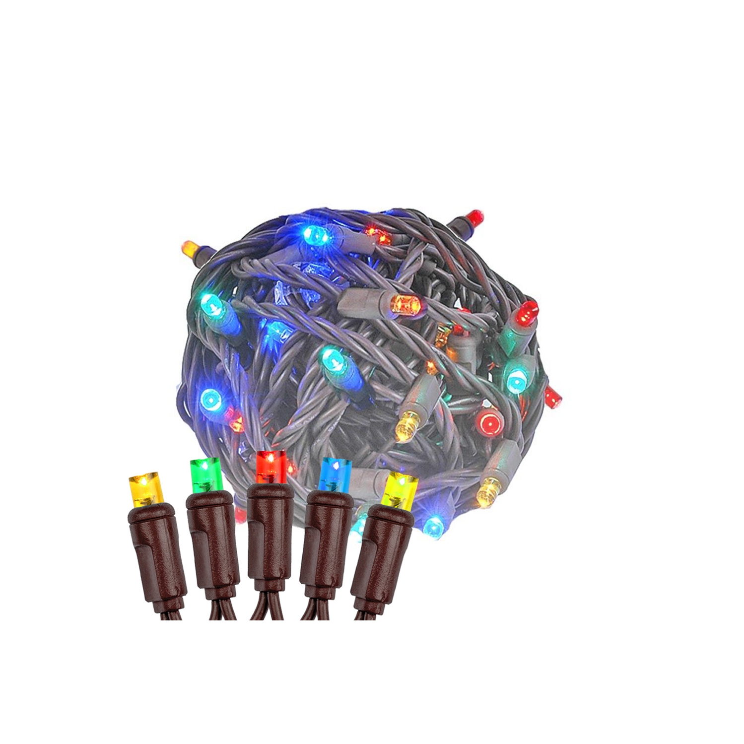 Lumières de Noël LED de fantaisie, 11 pi, 50 lumières de Noël, brun clair, de qualité commerciale, ampoules 5&nbsp;mm, homologuées UL, connectables