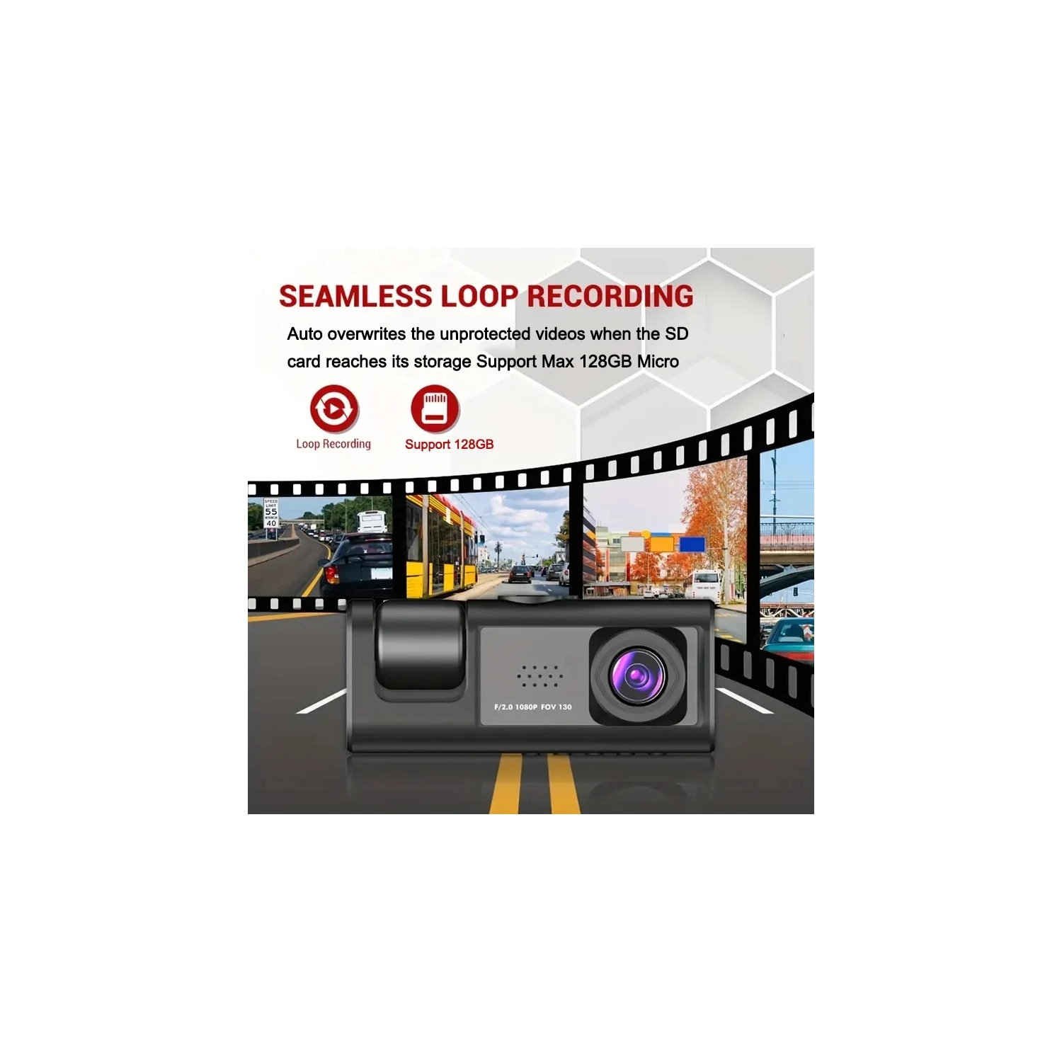 2025 New Version 3 Channel Dash Cam for Cars 1080P Video Recorder Rear View Camera for Vehicle Car DVR Black Box WITH 16GB SD CARD