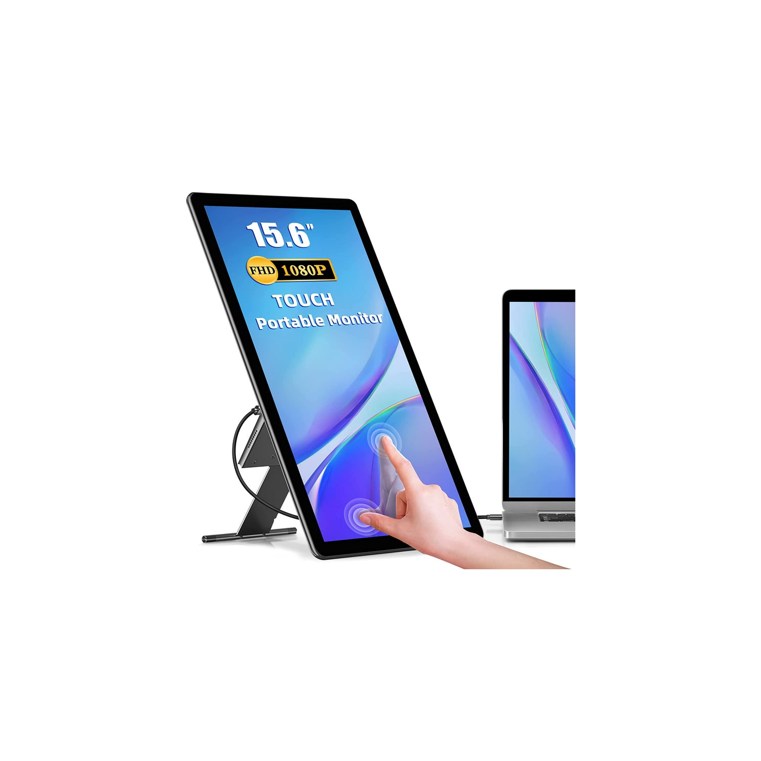 Refurbished Excellent - UPERFECT Portable Monitor Touch screen W/ Kickstand, 15.6" FHD 1080P IPS HDR TouchScreen Monitor for Laptop