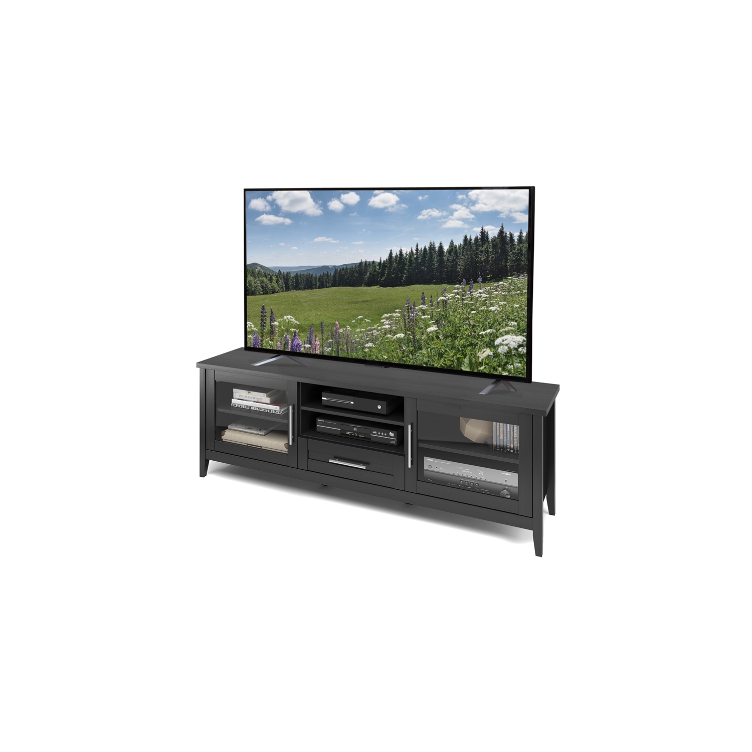 Meuble pour téléviseur de 80 po Jackson de CorLiving - Grain de bois noir
