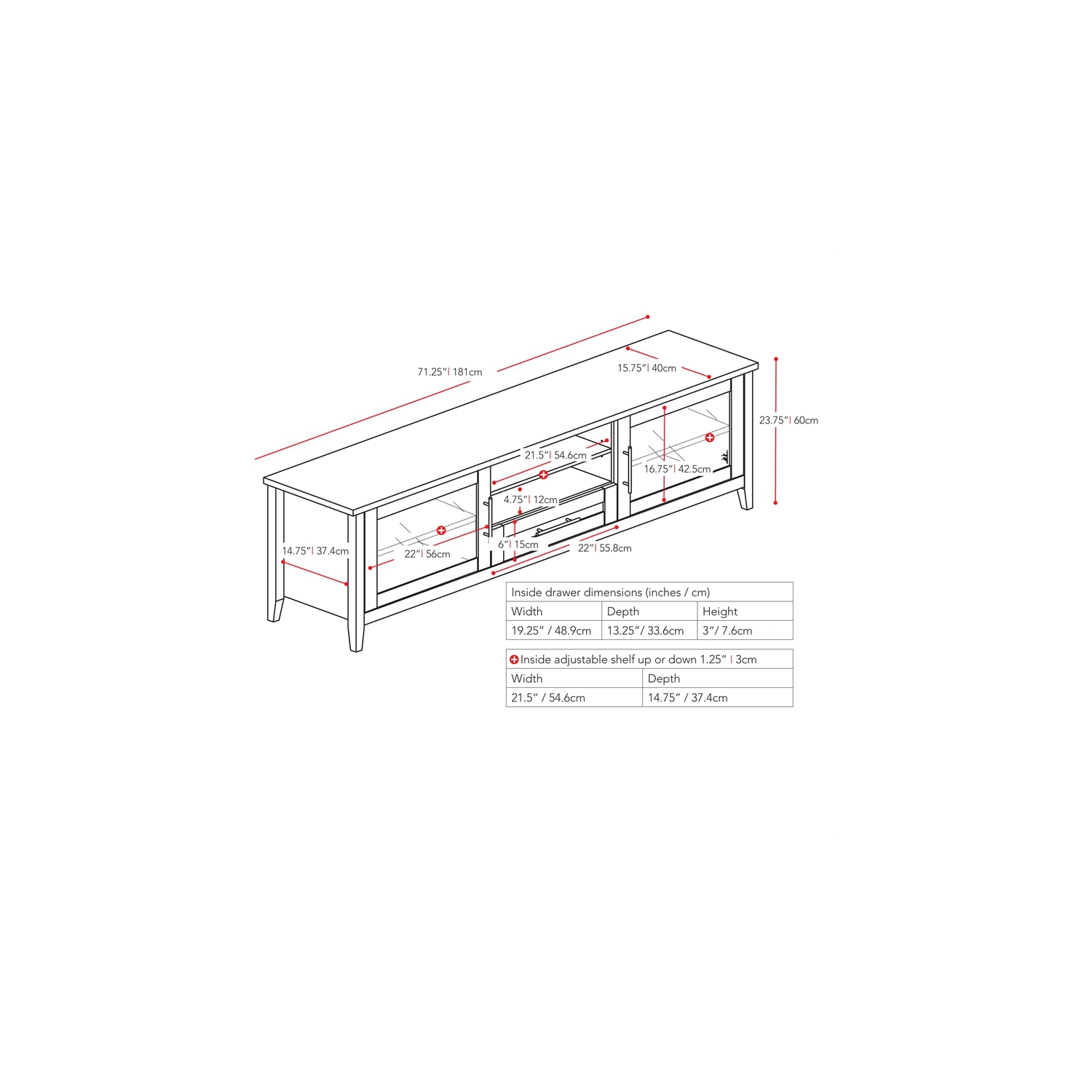 Meuble pour téléviseur de 80 po Jackson de CorLiving - Grain de bois noir