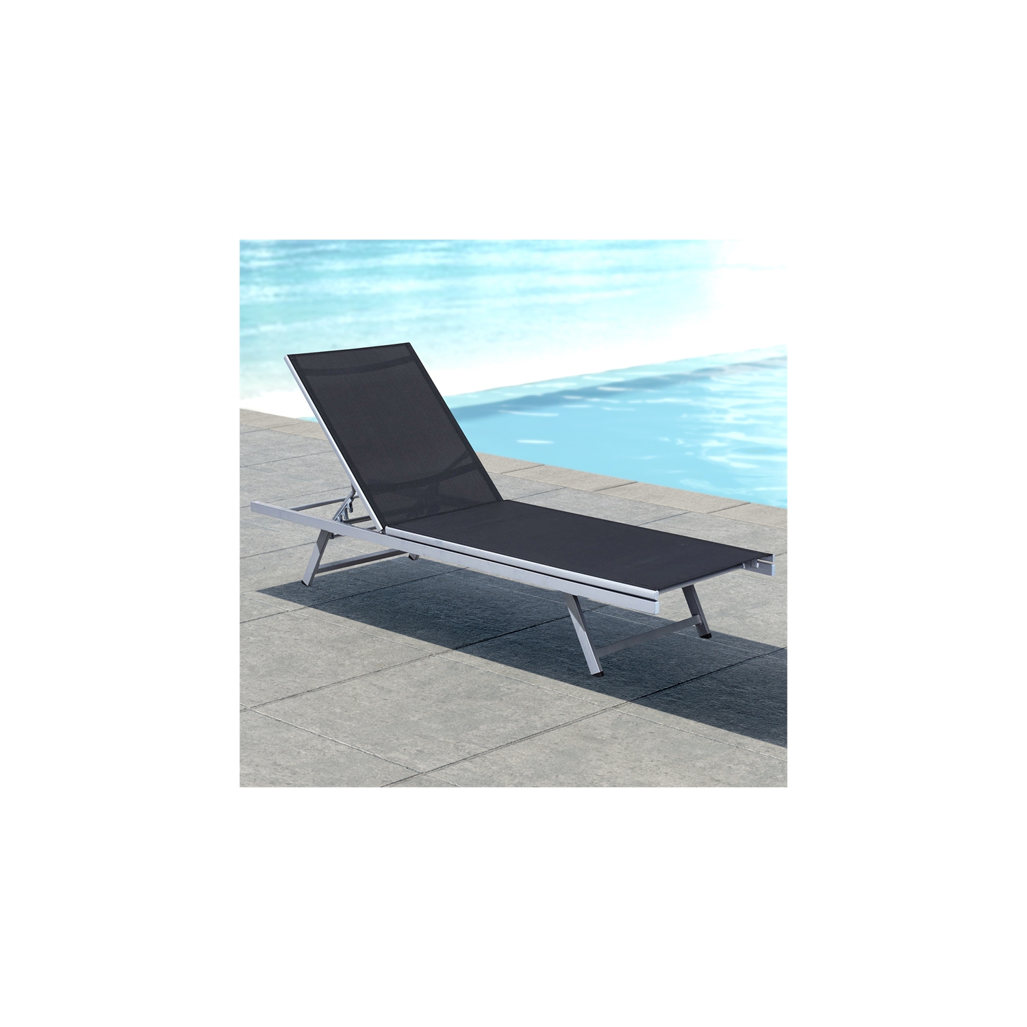 Chaise longue contemporaine Gallant - Noir - Argenté