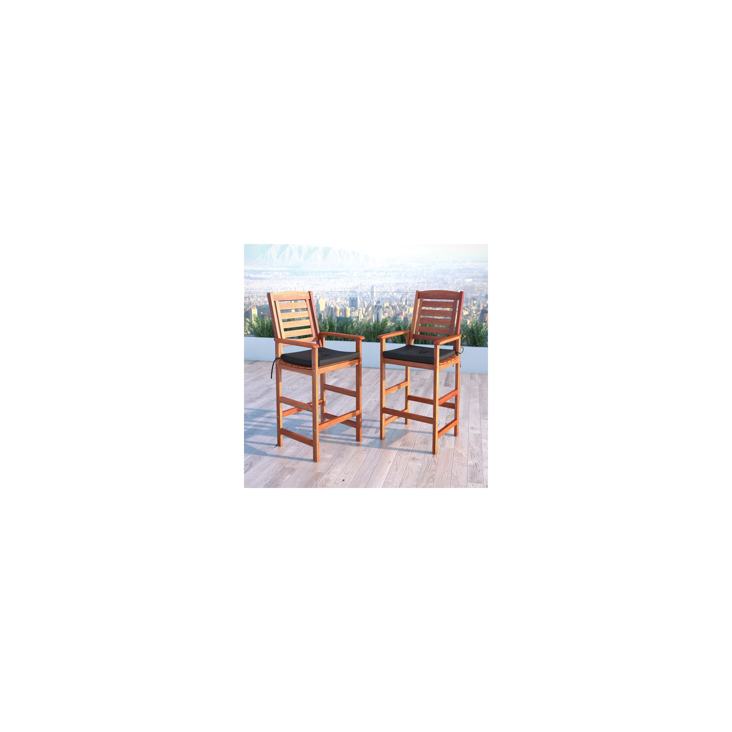 Miramar Contemporary Bar Height Barstool-Set of 2-Cinnamon Brown/Black