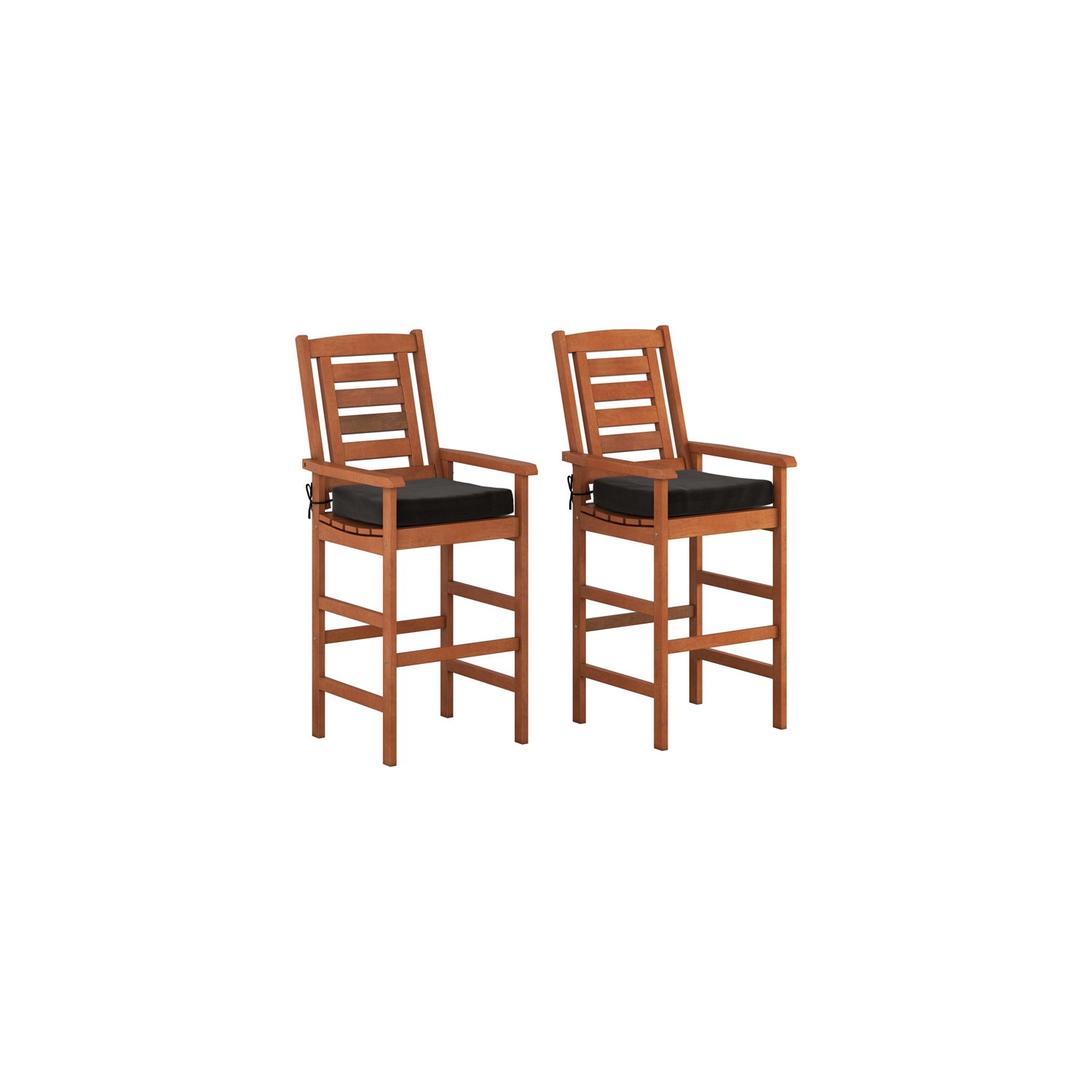 Miramar Contemporary Bar Height Barstool-Set of 2-Cinnamon Brown/Black