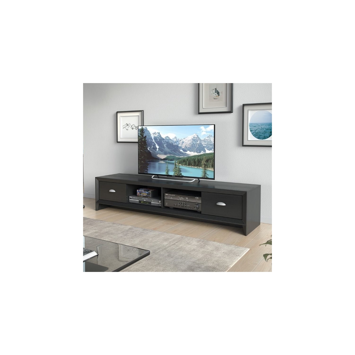 Meuble pour téléviseur de 80 po Lakewood de CorLiving - Noir