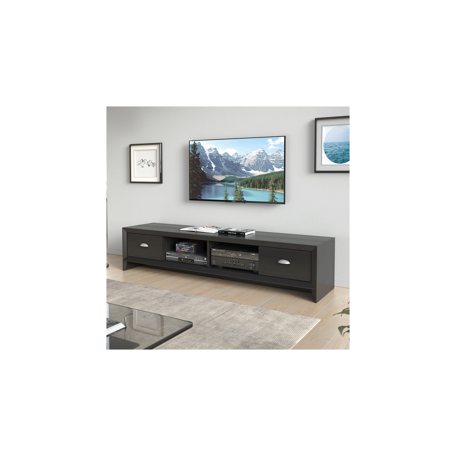 Meuble pour téléviseur de 80 po Lakewood de CorLiving - Noir