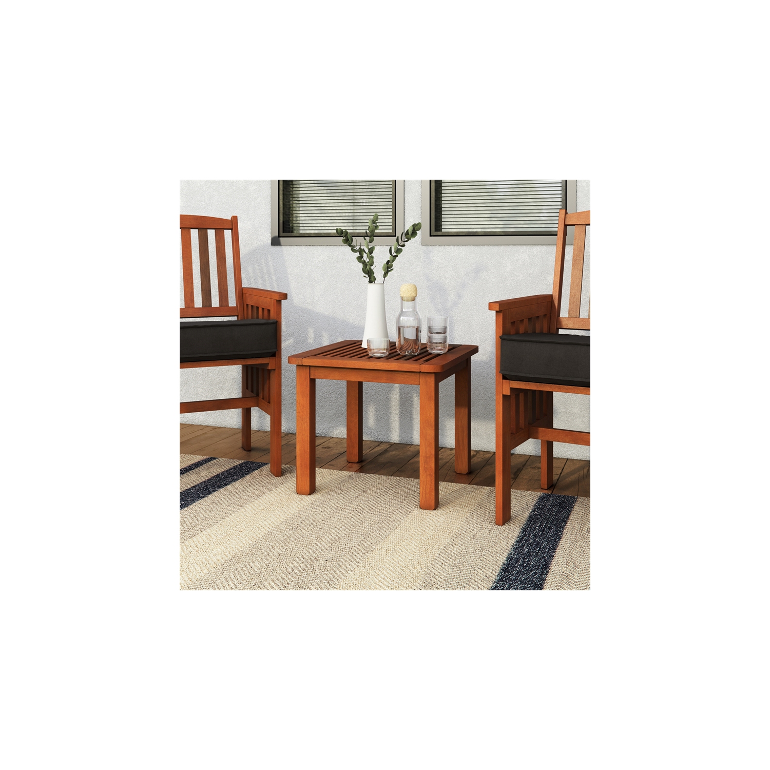 Miramar Contemporary Square Side Table-Cinnamon Brown