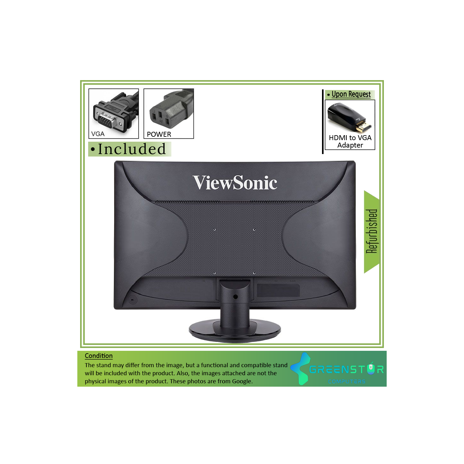 Refurbished(Good) - ViewSonic VA2246M-LED 22” Widescreen 1920x1080 FHD LED Backlight LCD TN Monitor