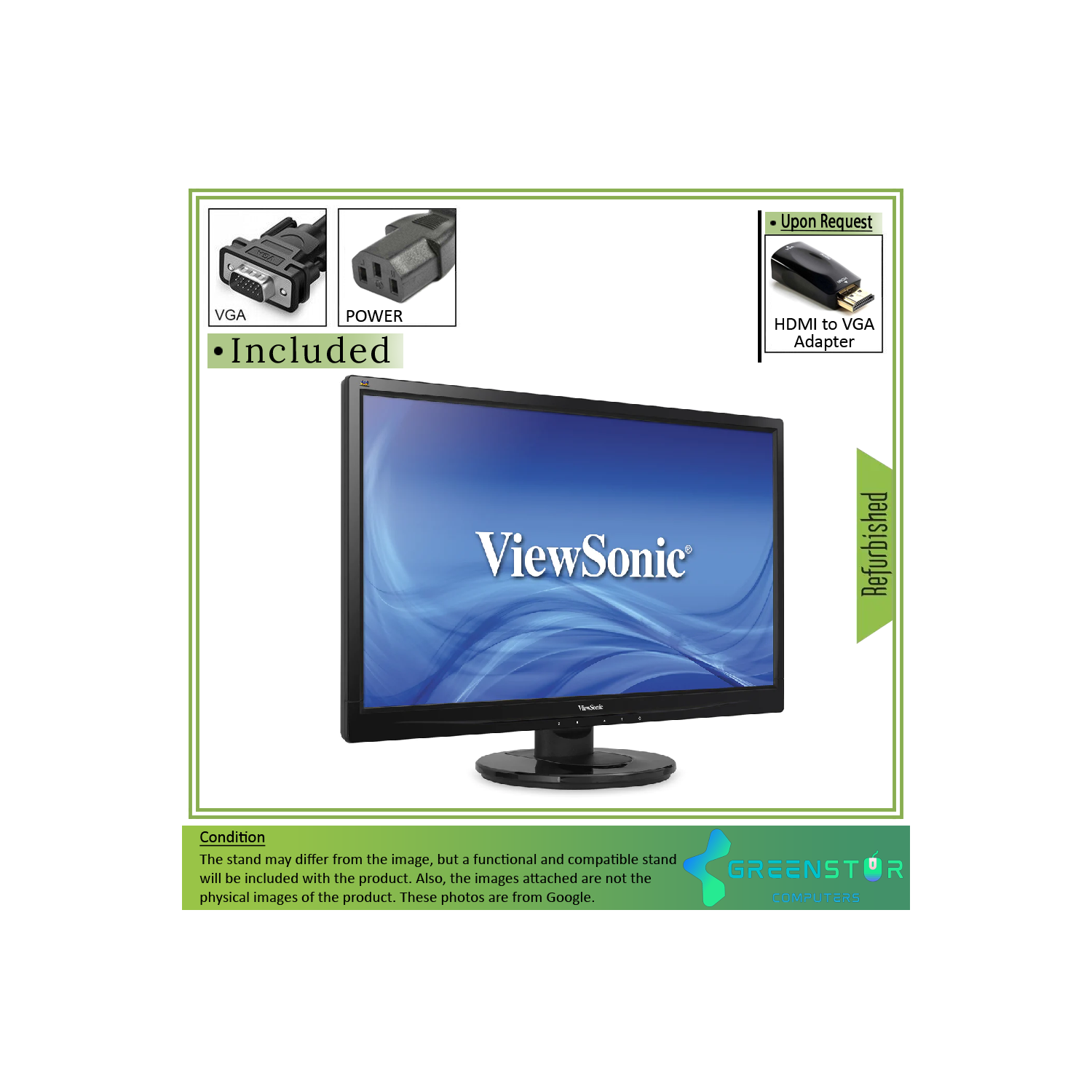 Refurbished(Good) - ViewSonic VA2246M-LED 22” Widescreen 1920x1080 FHD LED Backlight LCD TN Monitor