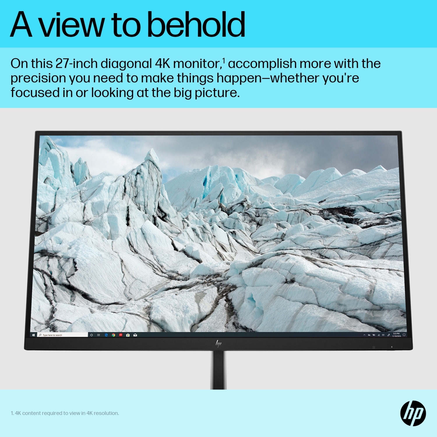 HP 27" 4K UHD 60Hz 5ms GTG IPS LCD Monitor - Black, Silver