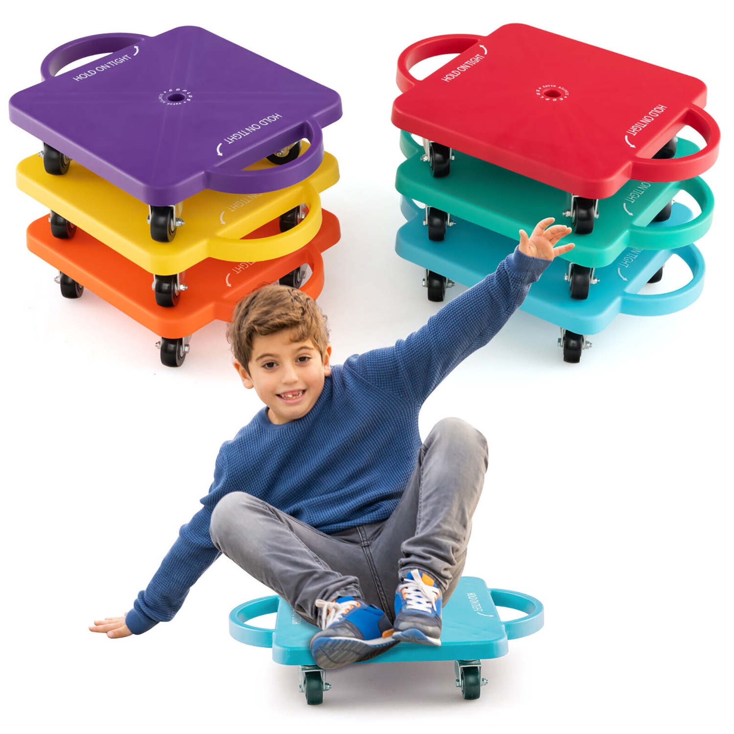 Gymax Children Balance Board Sitting Scooter Board 6-Pack PP Floor Scooter Board