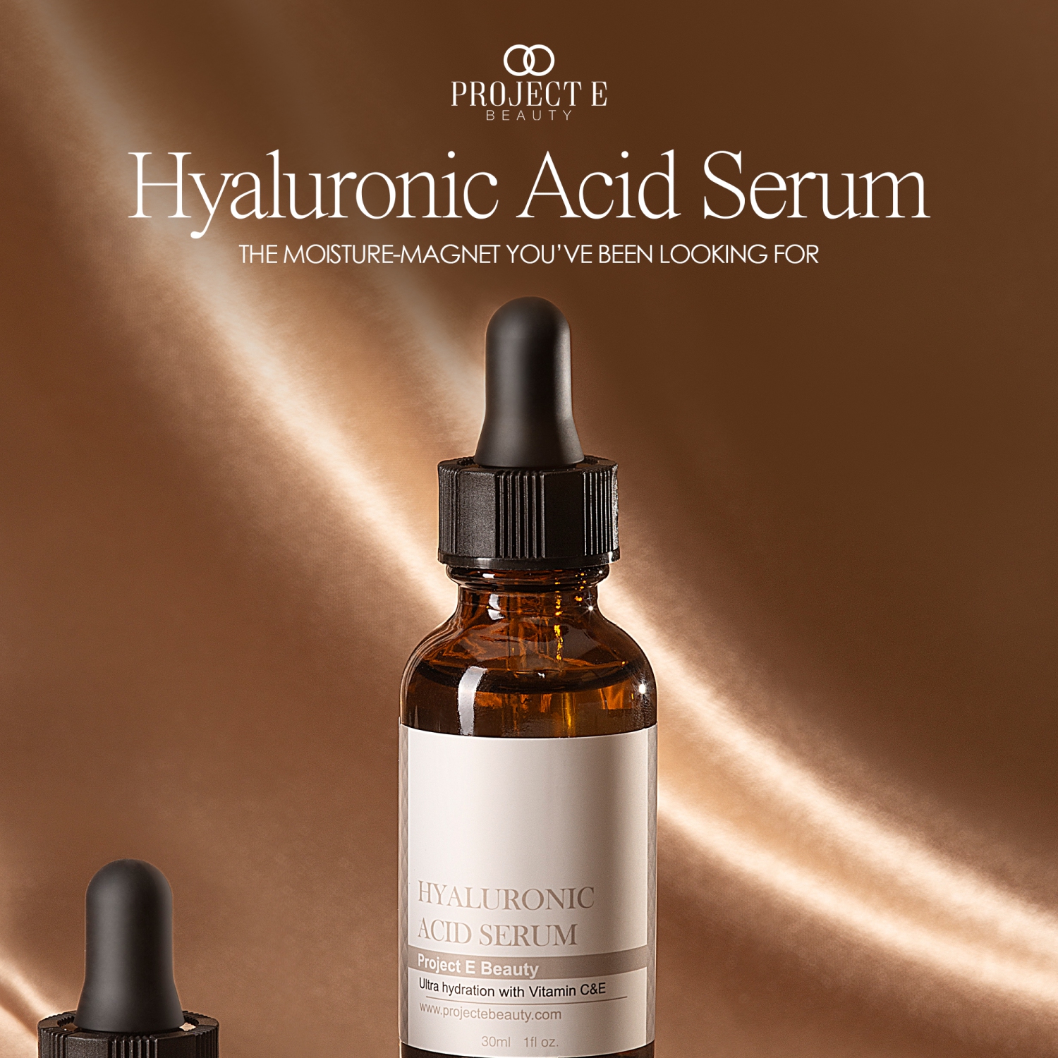 Project E Beauty Hyaluronic Acid Serum Anti-Aging with Vitamin C & E, for Unisex, Hydration for the Eyes & Face, 30ml