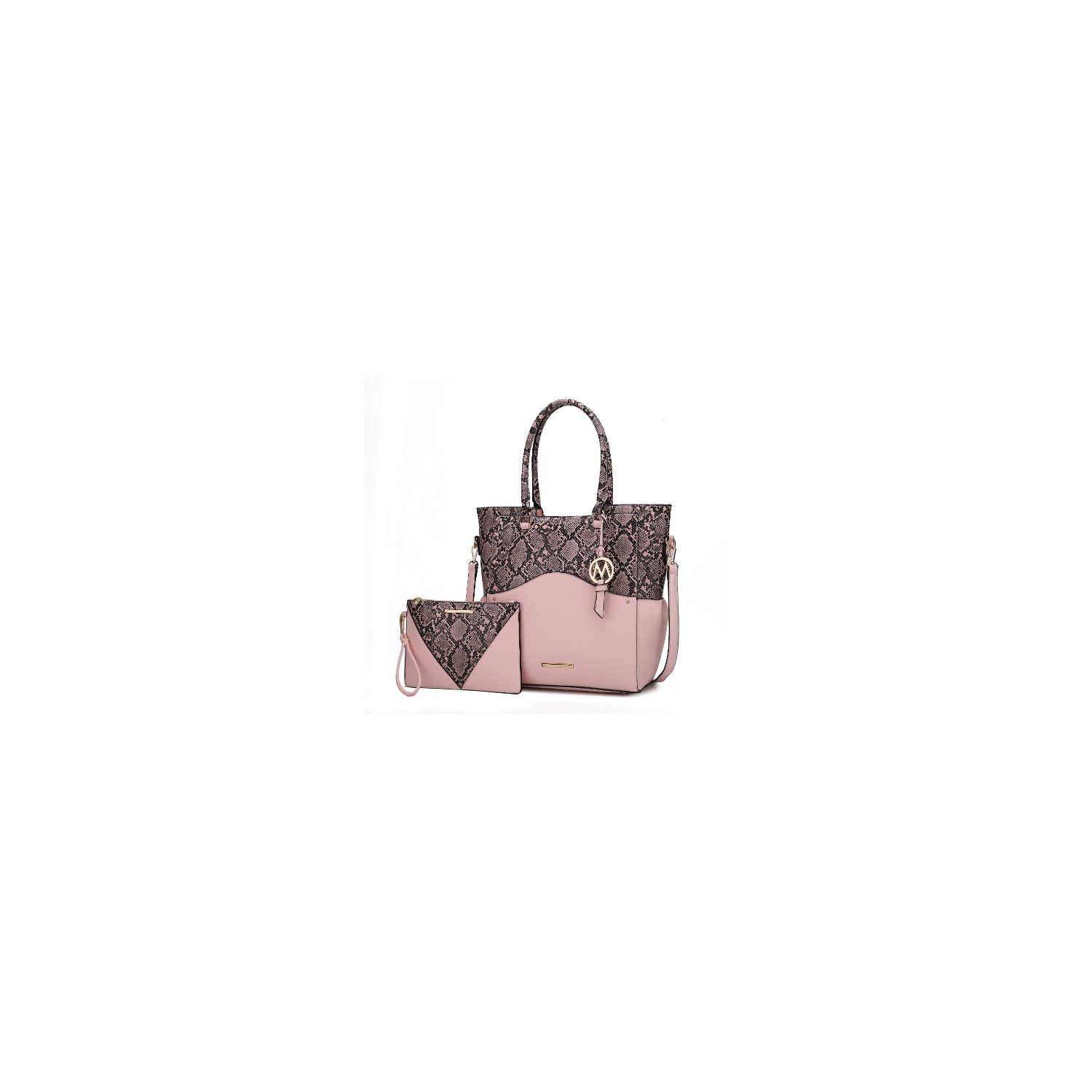 Iris Snake Embossed Vegan Leather Women's Tote Bag with matching