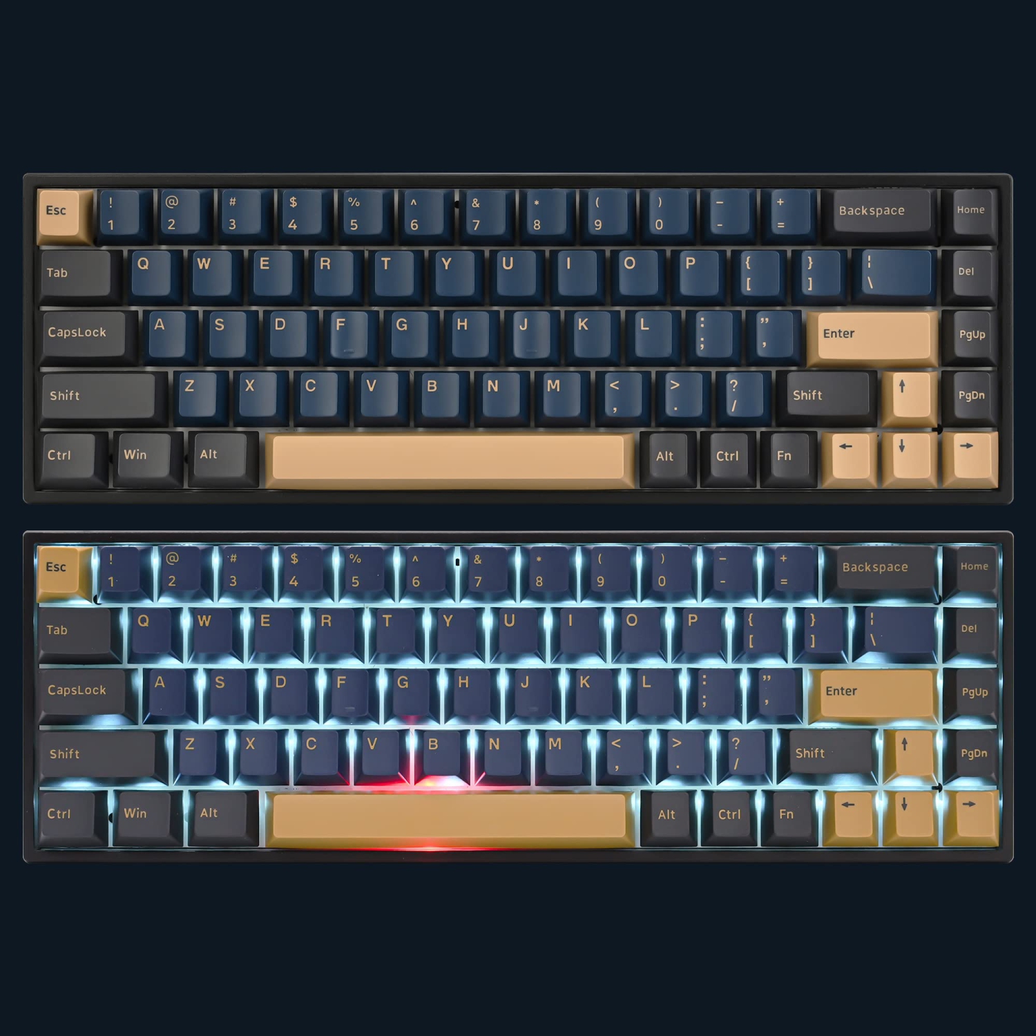 Blue Samurai PBT Keycaps Cherry Profile Dye Sublimation 170-Key Double Shot with 7u/6u Spacebar for 61/64/87/104/108 Cherry Mx Switches Mechanical