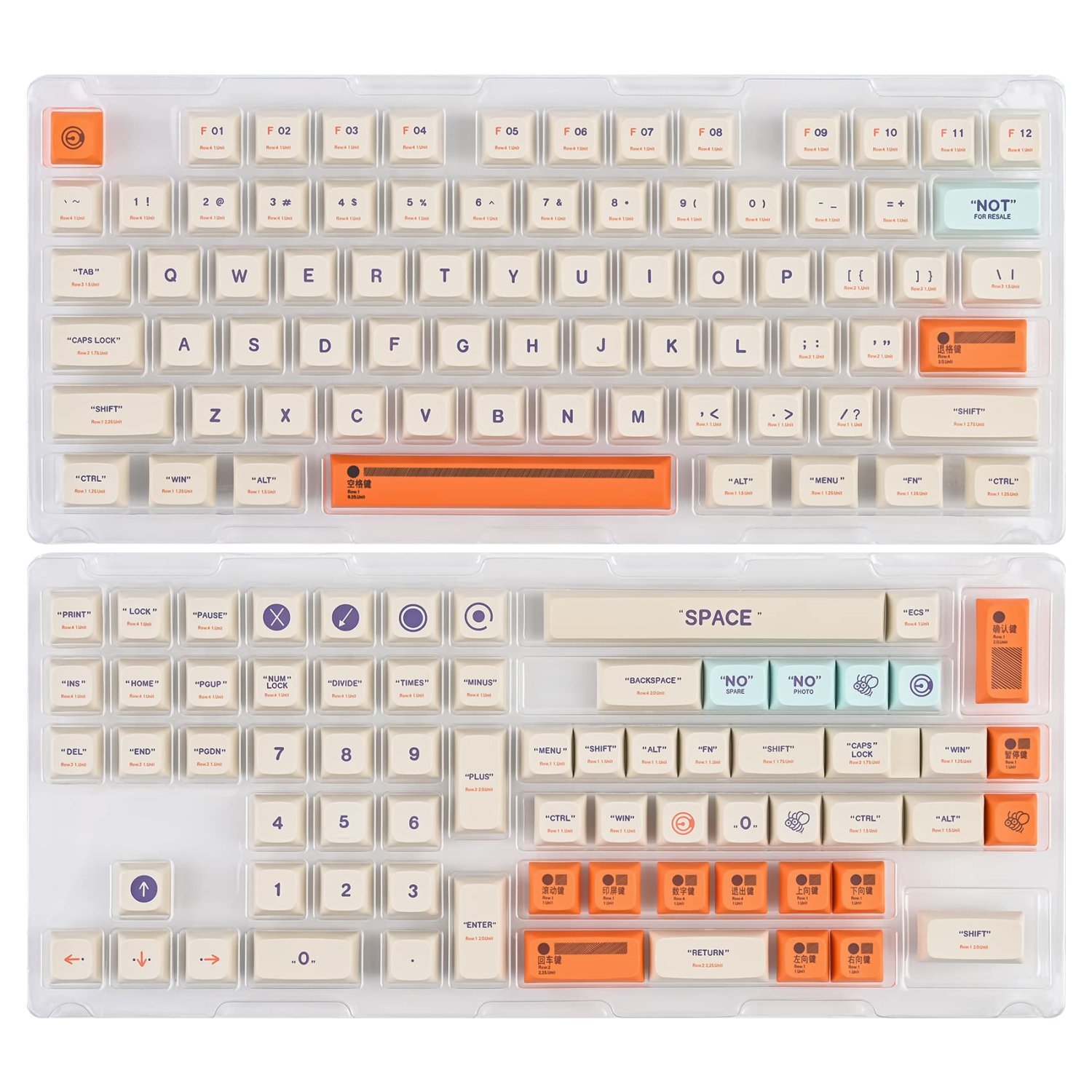 Guffercty kred XDA Profile Keycaps Set 142-Key Retro Plastic Theme keycaps for 60% 65% 100 Cherry Mx Gaming Keyboard
