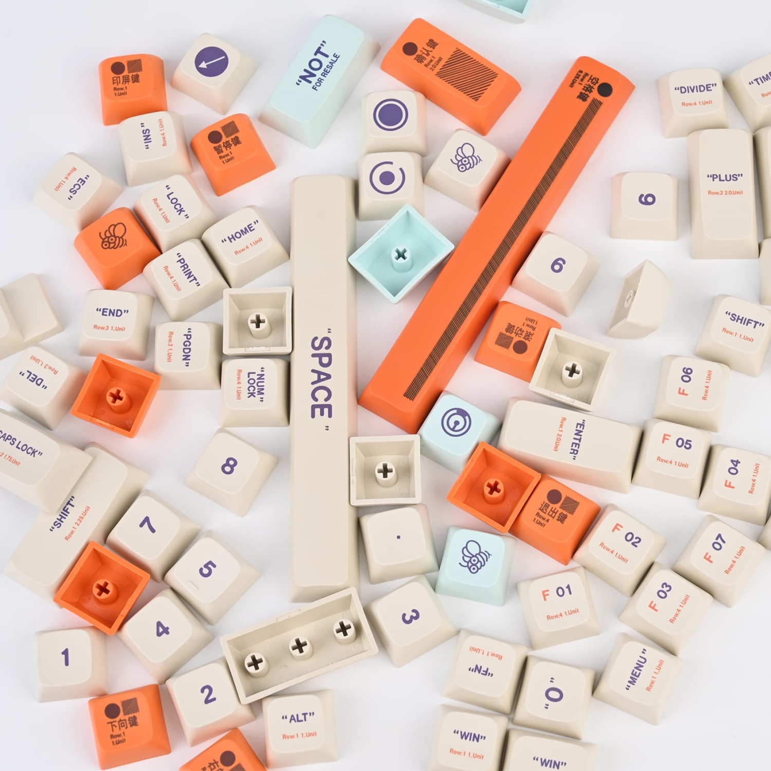 Guffercty kred XDA Profile Keycaps Set 142-Key Retro Plastic Theme keycaps for 60% 65% 100 Cherry Mx Gaming Keyboard