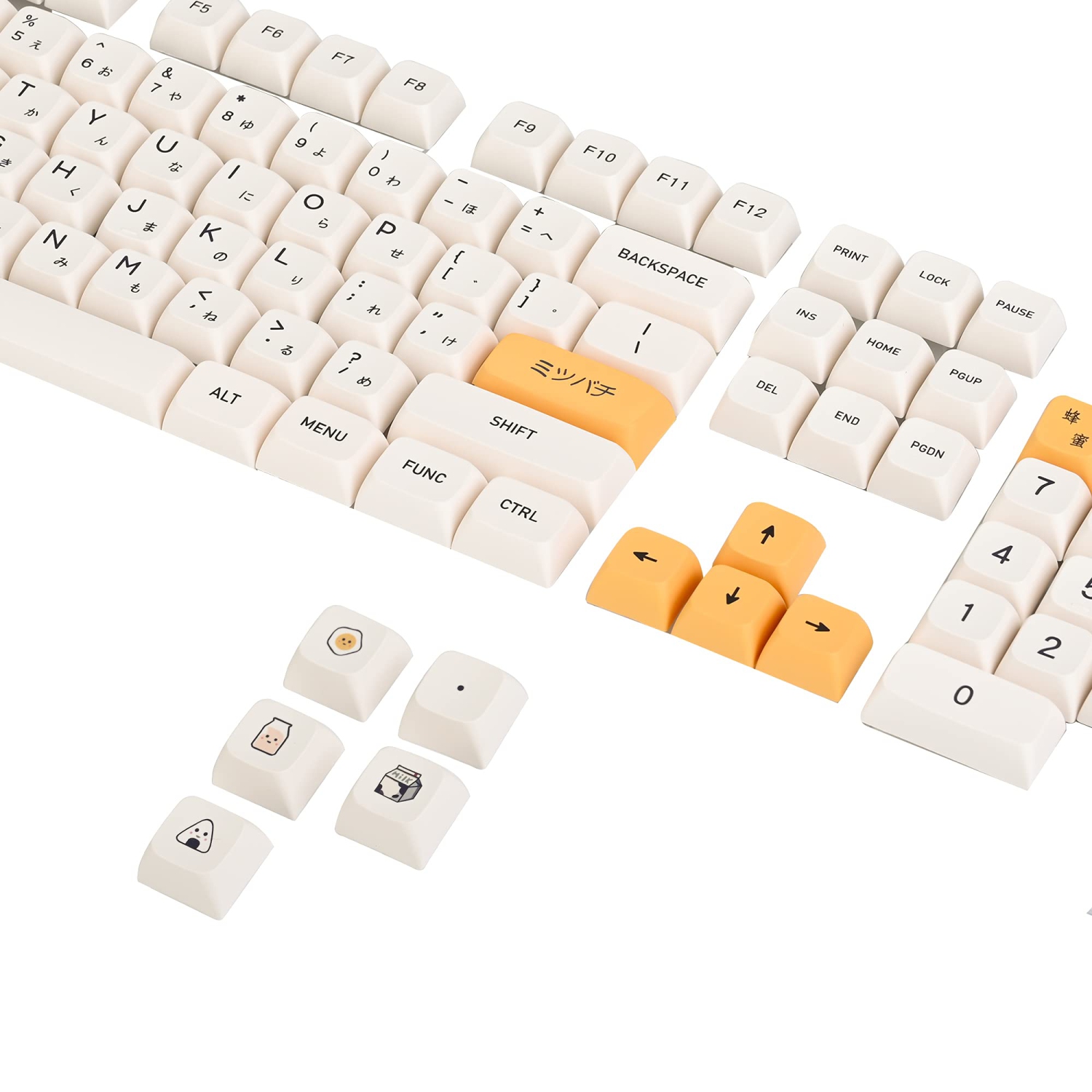 GTSP XDA Honey Milk Keycaps PBT Japanese Bee keycap 140-Key Set for Cherry MX Covers Fullsize 60% 65% 75% Keyboard(XDA/Honey Milk)