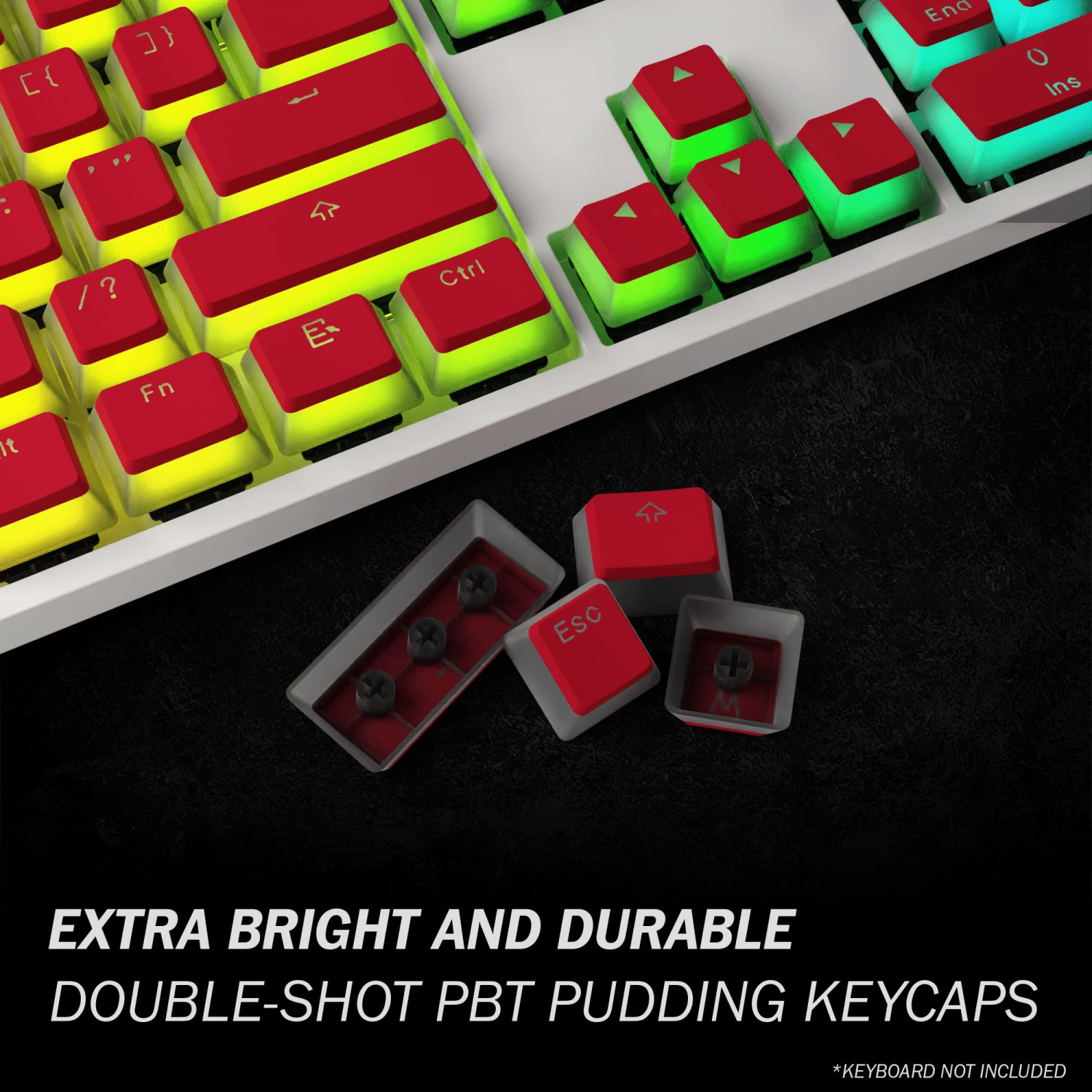 HK Gaming 108 Double Shot PBT Pudding Keycaps Ansi/ISO - OEM Profile Pudding Keyset 60% / 87 TKL / 104/108 MX Switches Backlit