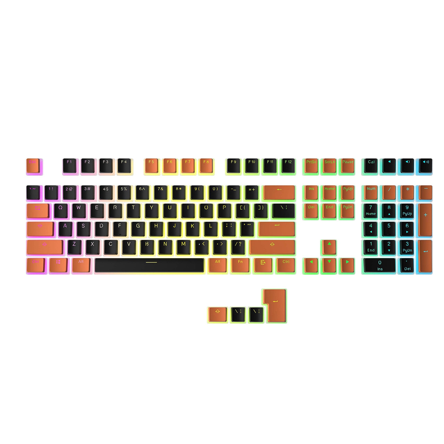 Pudding Keycaps Set | Doubleshot PBT Keycap Set | Full 108 OEM Profile Key Set | ANSI US-Layout | for Mechanical Keyboard | Compatible with Cherry MX, Gateron, Kailh, Outemu