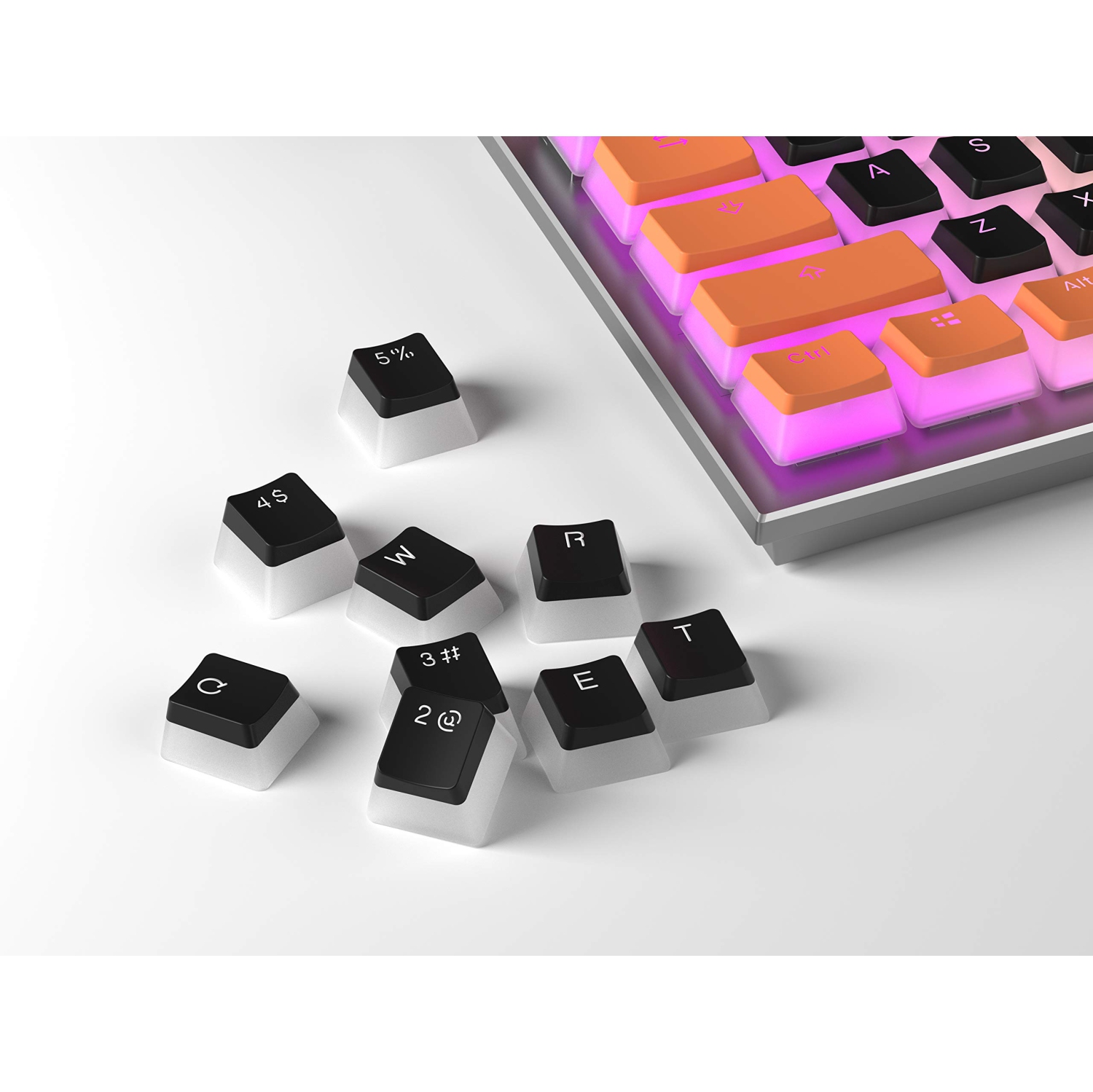 HK Gaming Pudding touches Set | Doubleshot PBT Keycap Set | Full 108 OEM Profile Key Set | ANSI US-Layout | pour clavier mécanique | compatible avec