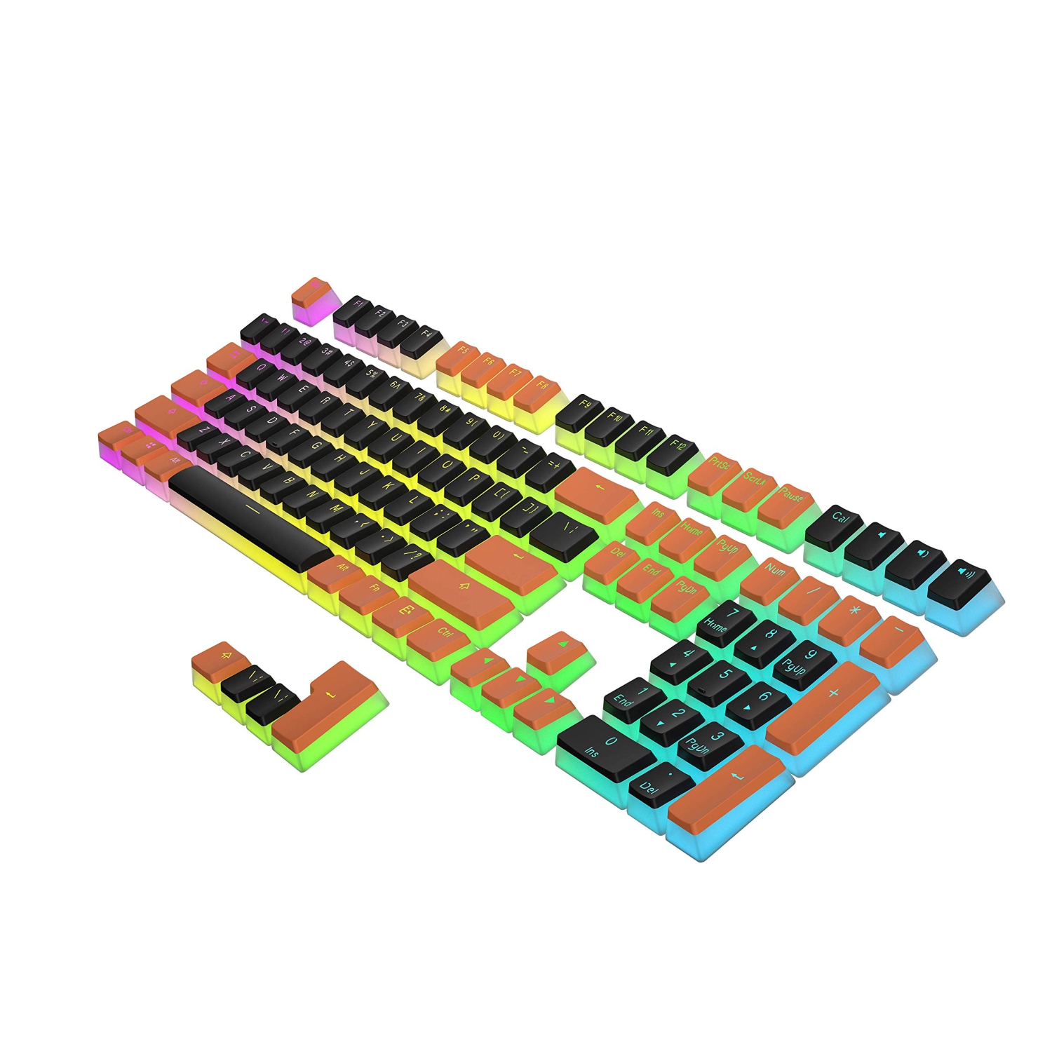 HK Gaming Pudding touches Set | Doubleshot PBT Keycap Set | Full 108 OEM Profile Key Set | ANSI US-Layout | pour clavier mécanique | compatible avec