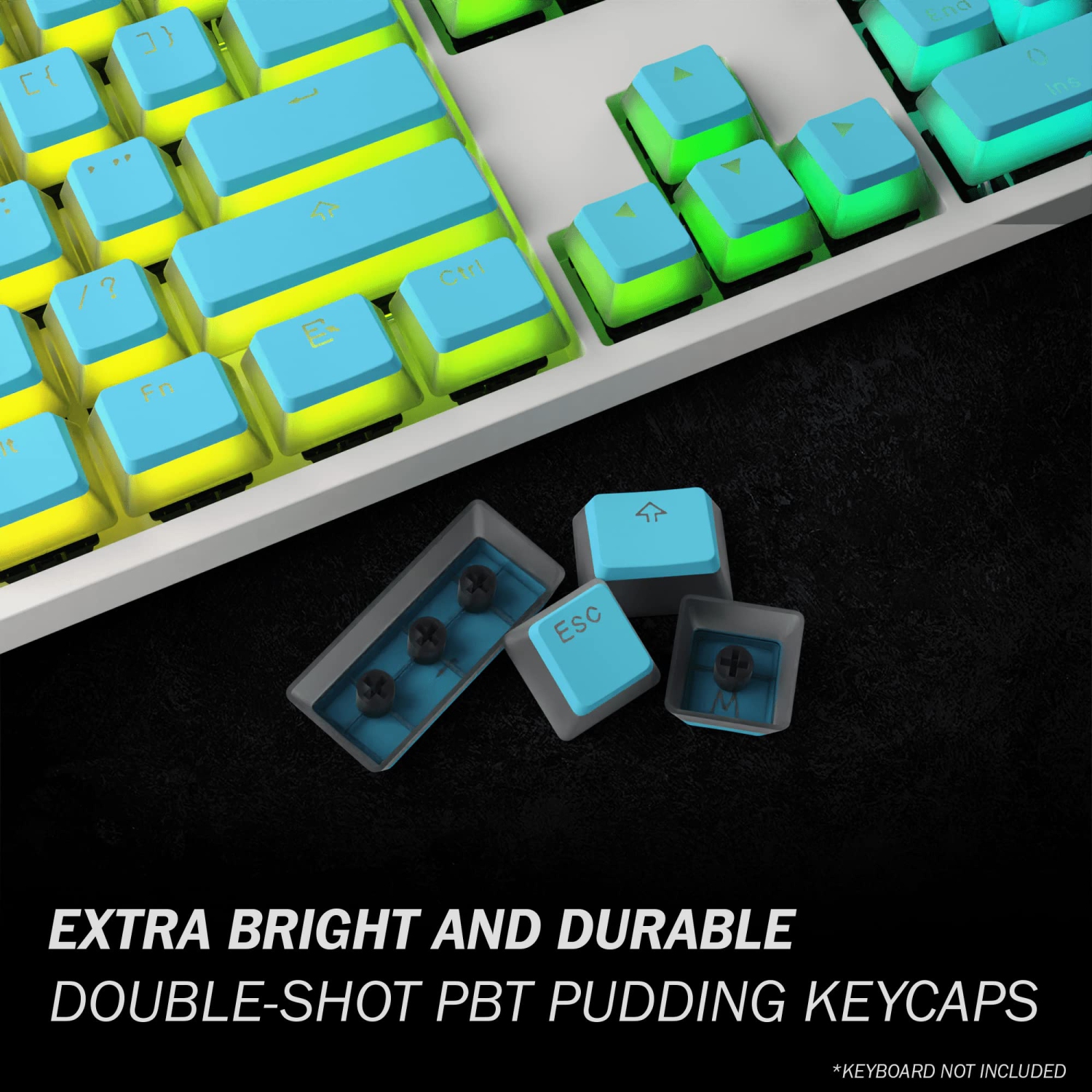 Pudding Keycaps Set | Doubleshot PBT Keycap Set | Full 108 OEM Profile Key Set | ANSI US-Layout | for Mechanical Keyboard | Compatible with Cherry