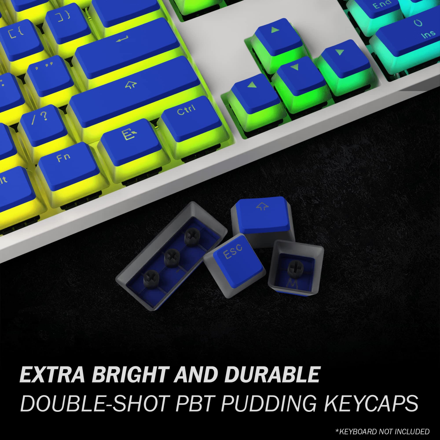 Pudding Keycaps Set | Doubleshot PBT Keycap Set | Full 108 OEM Profile Key Set | ANSI US-Layout | for Mechanical Keyboard | Compatible with Cherry