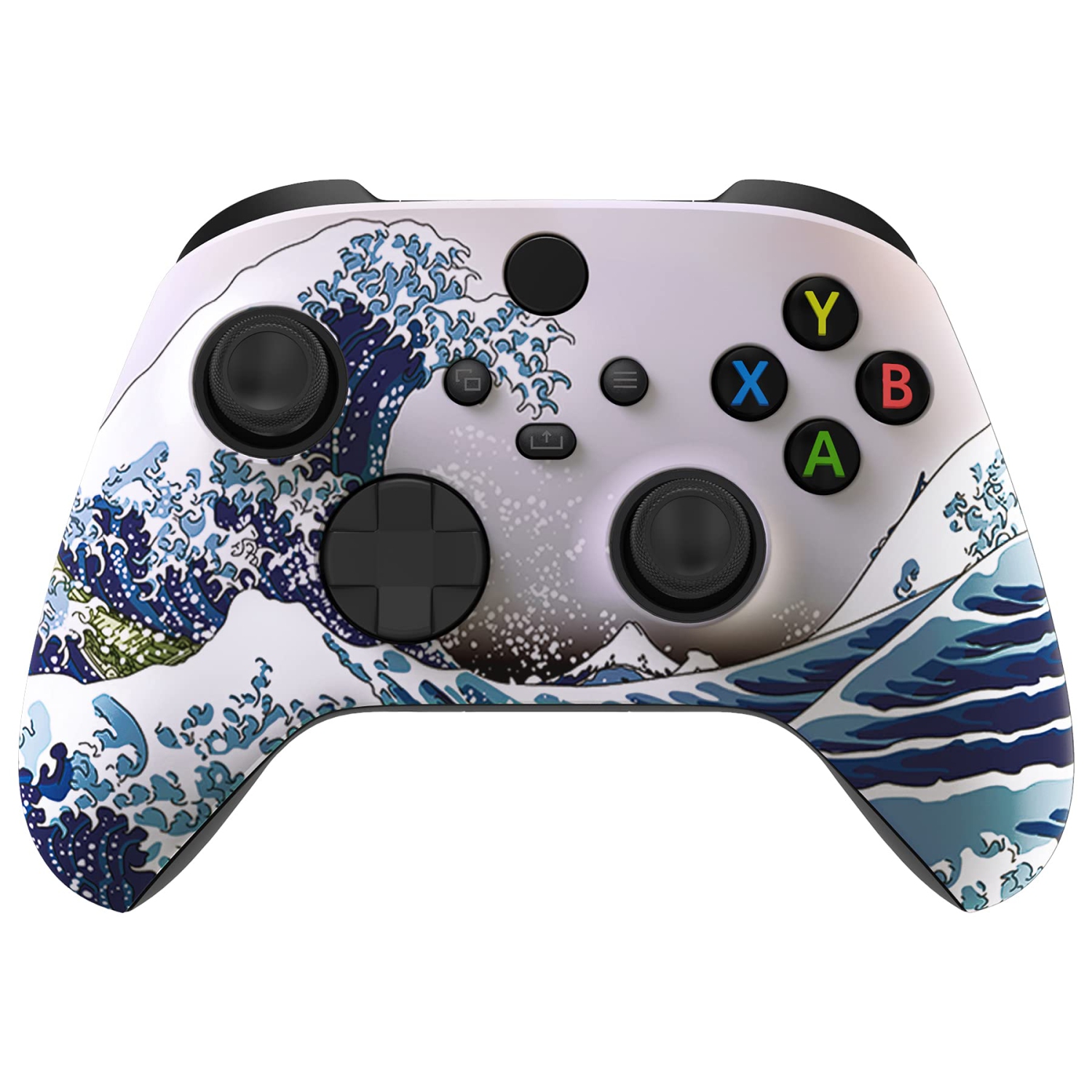 The Great Wave version ASR avec boîtier avant et anneaux d'appoint pour manette Xbox Series X/S, façade douce pour manette Xbox Core modèle 1914