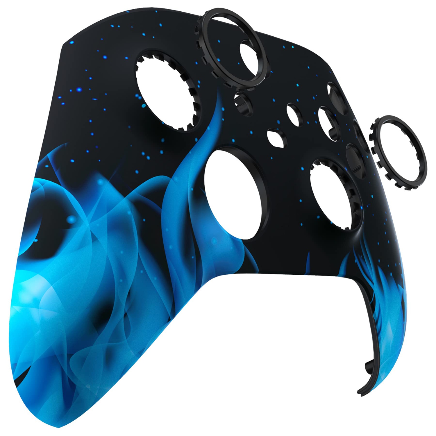 Blue Flame ASR Version Front Housing Shell w/Accent Rings for Xbox Series X/S Controller, Custom Soft Touch Cover Faceplate for Xbox Core Controller Model 1914