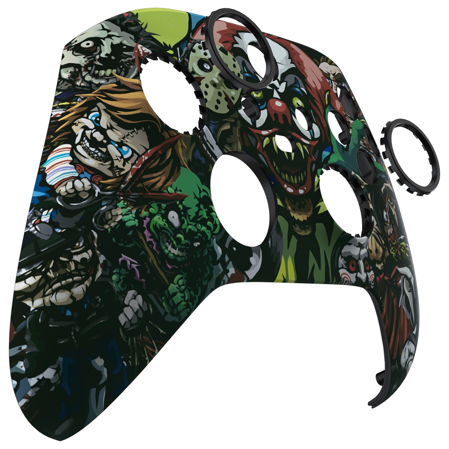 Scary Party ASR Version Front Housing Shell w/Accent Rings for Xbox Series X/S Controller, Custom Soft Touch Cover Faceplate for Xbox Core Controller Model 1914
