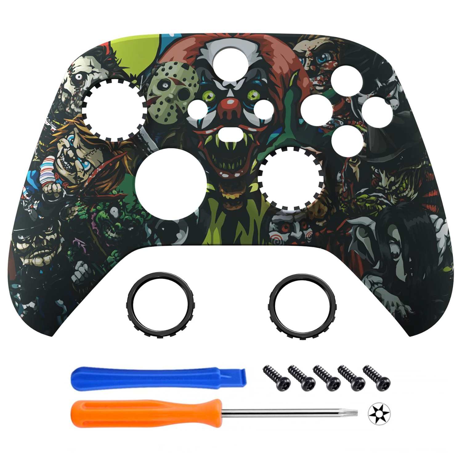 Coque avant du boîtier Scary Party ASR avec anneaux d'appoint pour manette Xbox Series X/S, façade douce personnalisée pour manette Xbox Core modèle