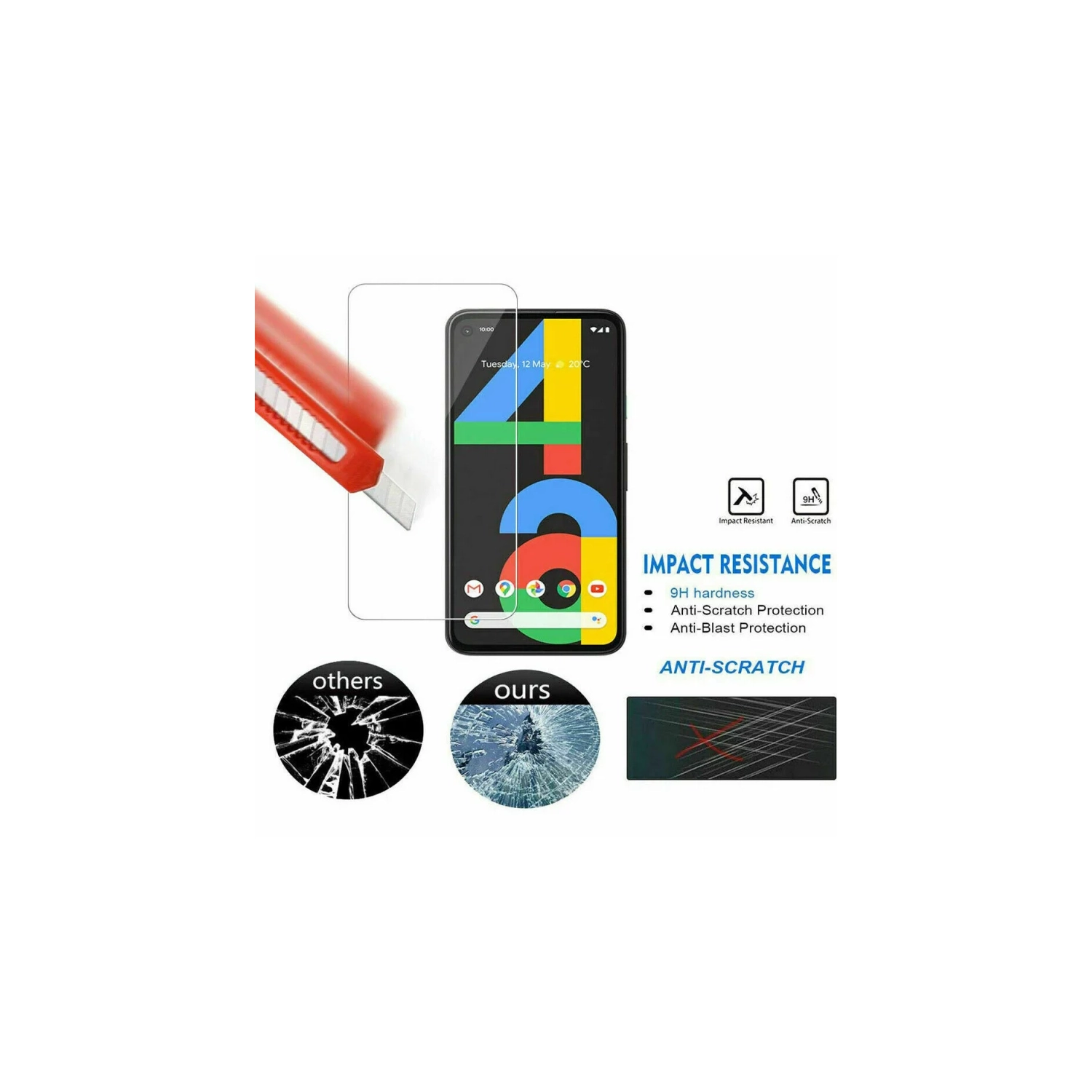 Protecteur d'écran en verre trempé pour Pixel 5 de Google - 0,33&nbsp;mm [garantie à vie] [antirayure] [anti-éclats] [sans bulles]