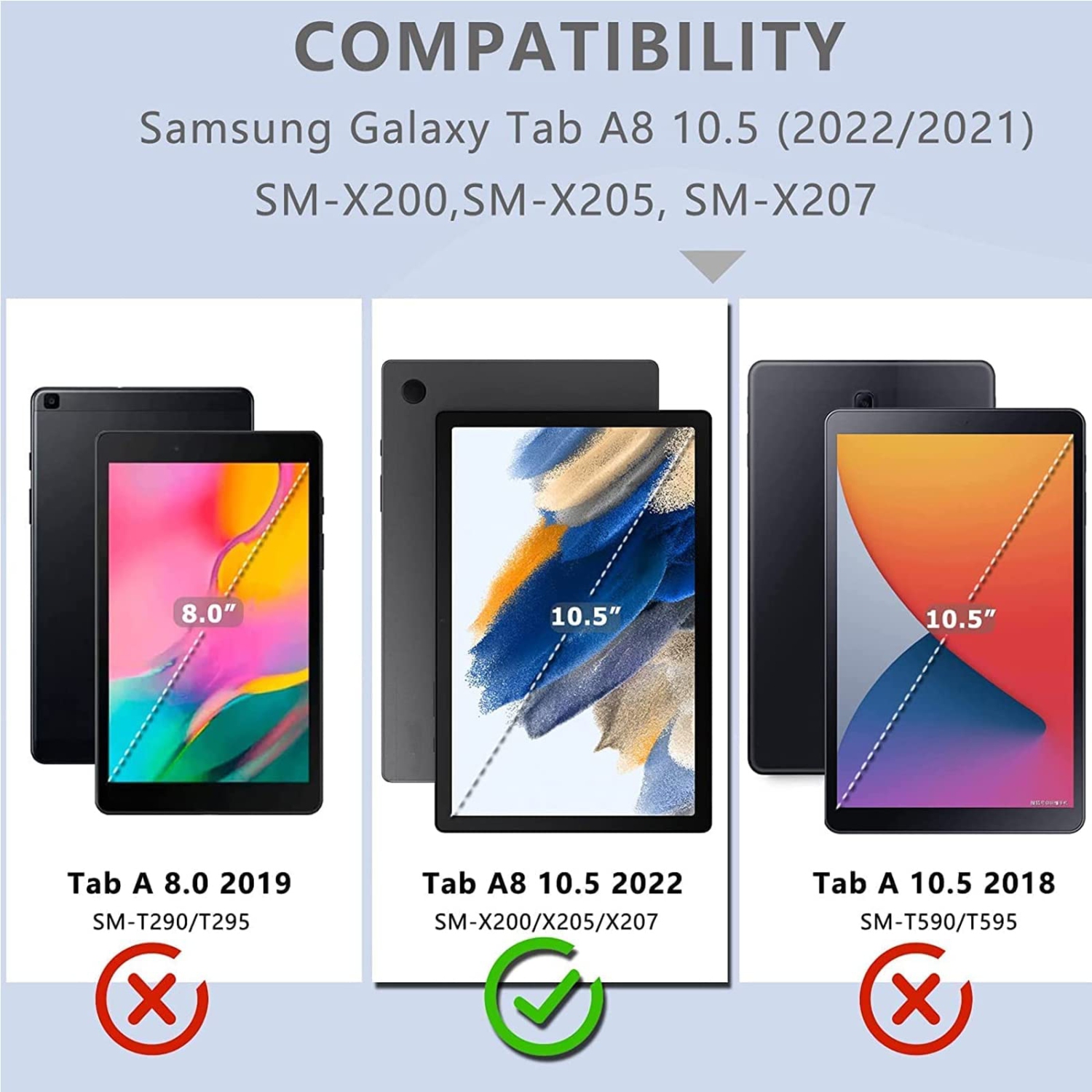 Hard Case for Samsung Galaxy Tab A8 10.5 inch 2022 Model, Full-Body Shockproof Protective Case with Shoulder Strap, 360 Rotating Stand Case for Tab A8