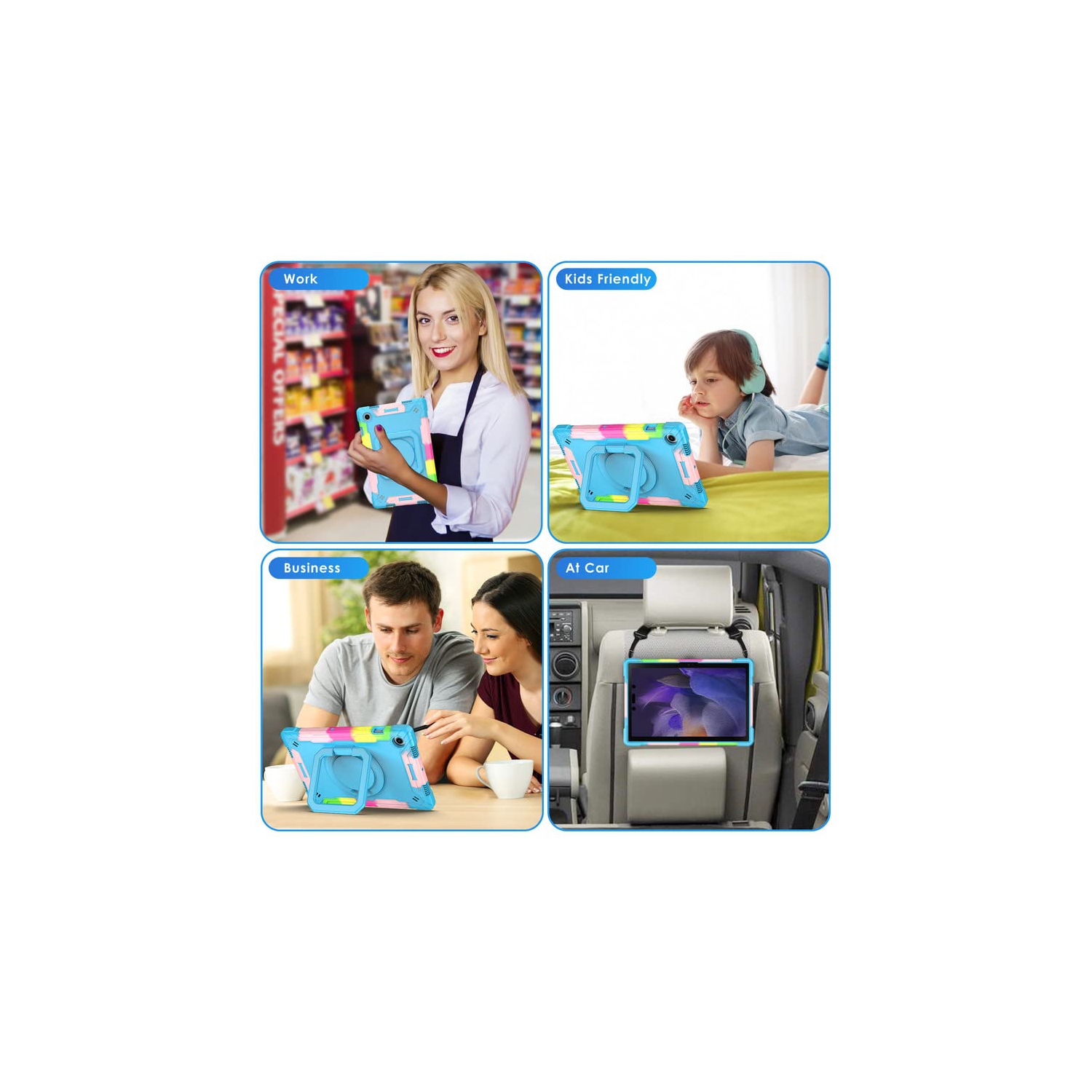 Hard Case for Samsung Galaxy Tab A8 10.5 inch 2022 Model, Full-Body Shockproof Protective Case with Shoulder Strap, 360 Rotating Stand Case for Tab A8