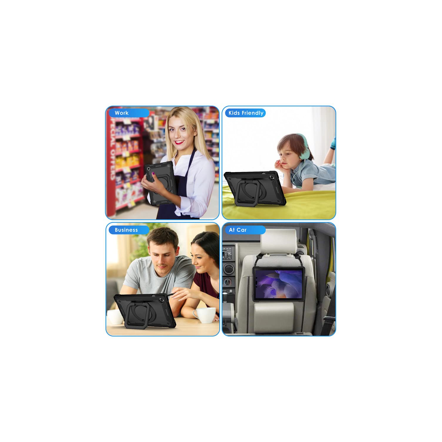 Étui rigide pour Galaxy Tab 2022 de A8 10,5 po de Samsung, étui protecteur antichoc intégral avec bandoulière, 360 étui avec support rotatif pour Tab