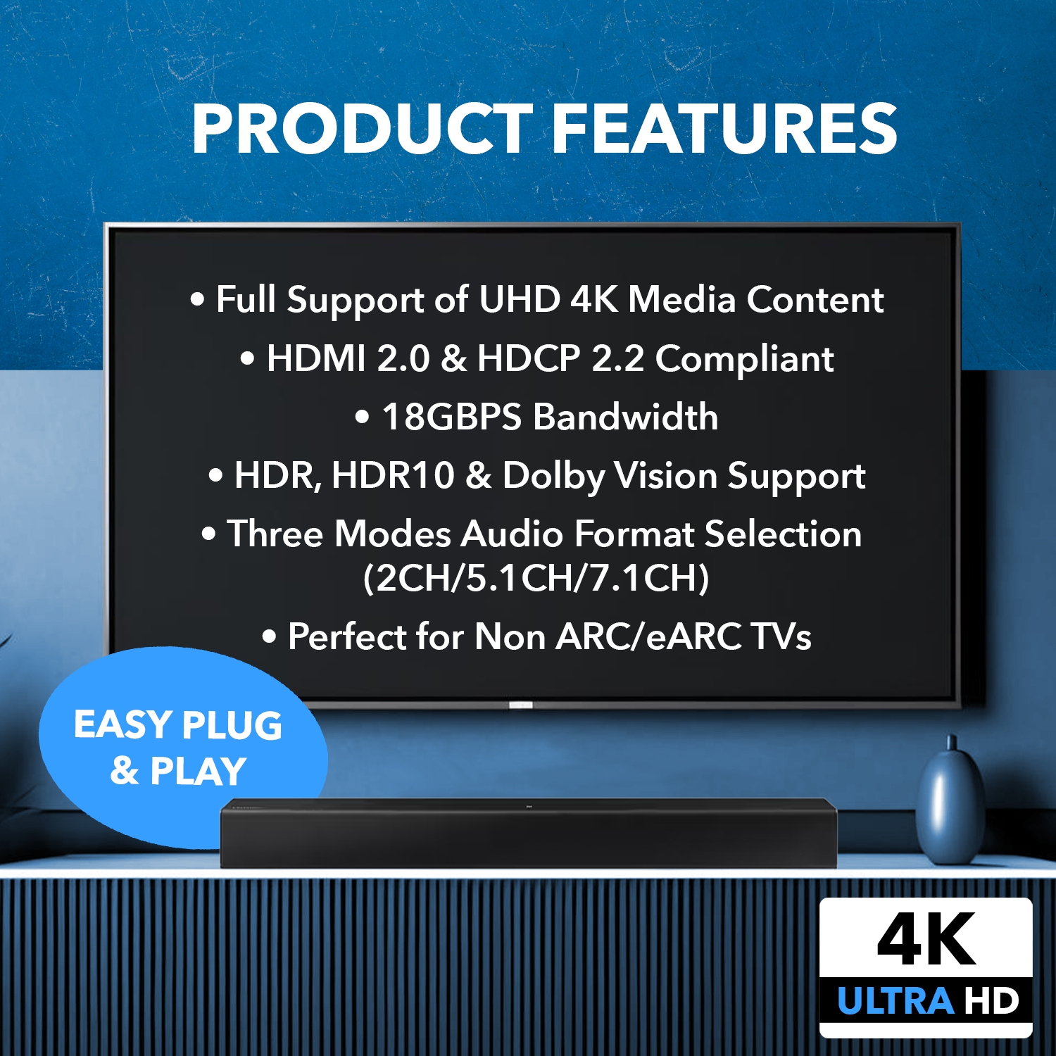 4K commutateur d'extraction audio HDMI avec gestion ARC/EARC et EDID