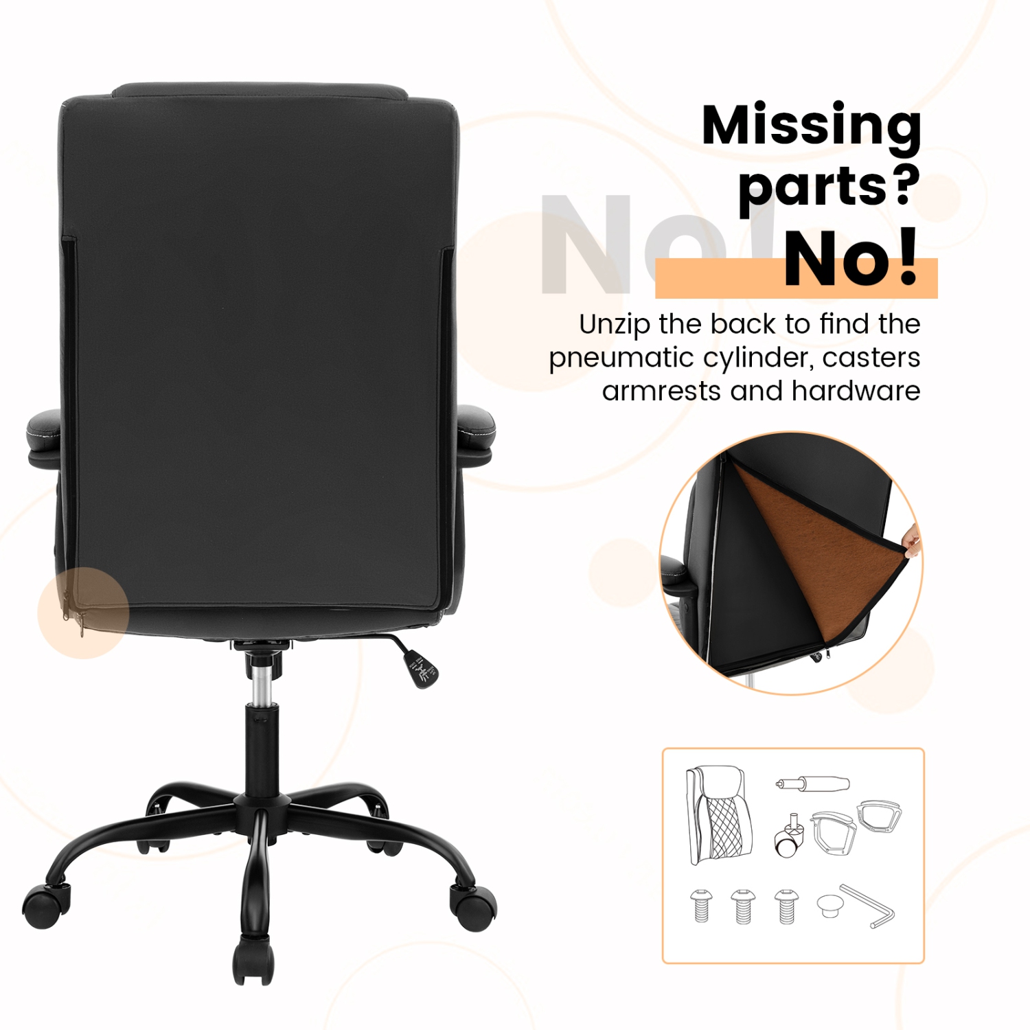 Costway Adjustable Office Desk Chair Ergonomic Executive Chair with Padded Headrest Armrest