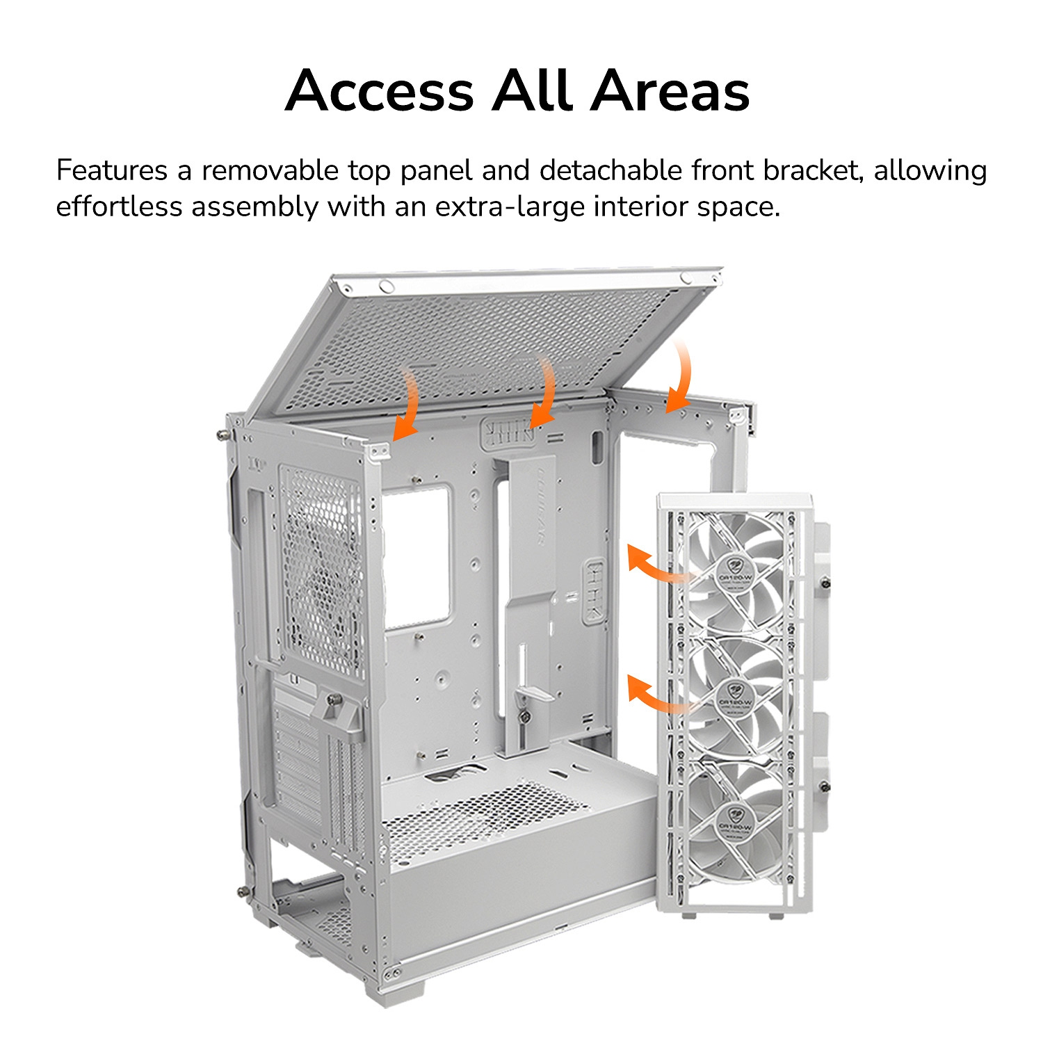 Cougar – Boîtier d'ordinateur mi-tour ATX Duoface Pro RGB, panneau latéral en verre trempé, 4 ventilateurs 120&nbsp;mm ARGB préinstallés, blanc