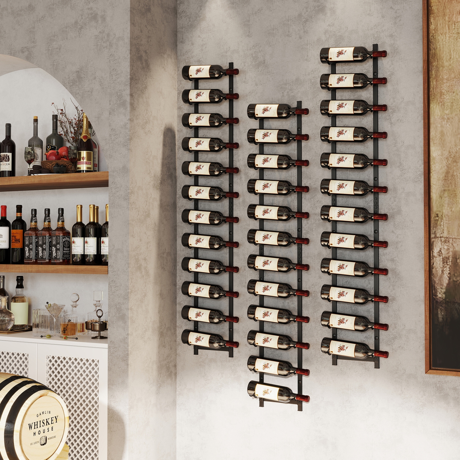 Gymax 12 Bottles Wall Mounted Wine Rack Metal Wine Display Holder Organizer