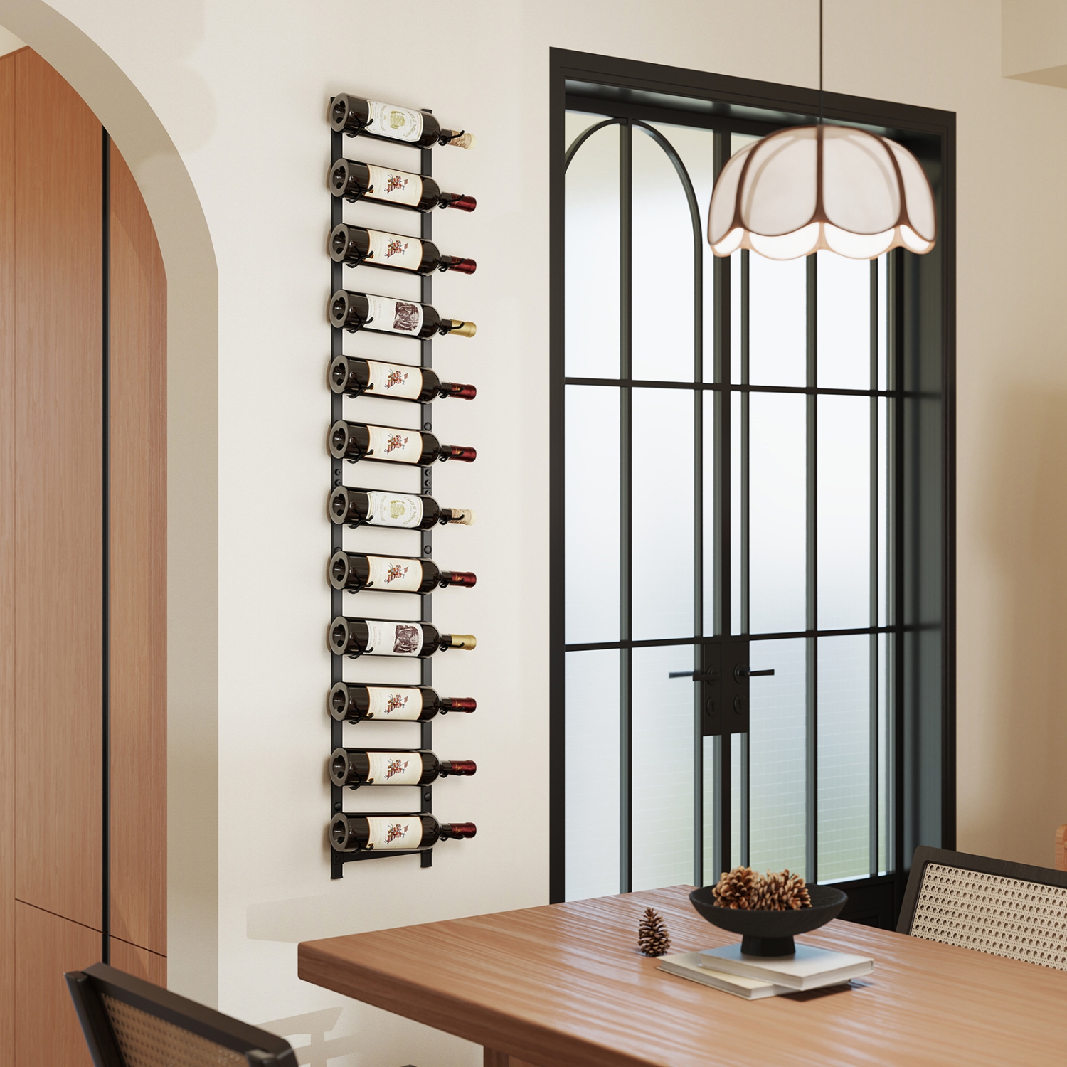 Gymax 12 Bottles Wall Mounted Wine Rack Metal Wine Display Holder Organizer