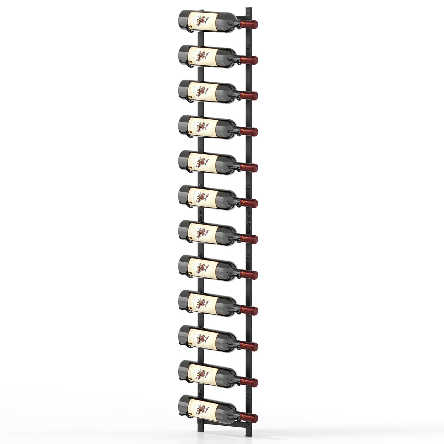 Gymax 12 Bottles Wall Mounted Wine Rack Metal Wine Display Holder Organizer