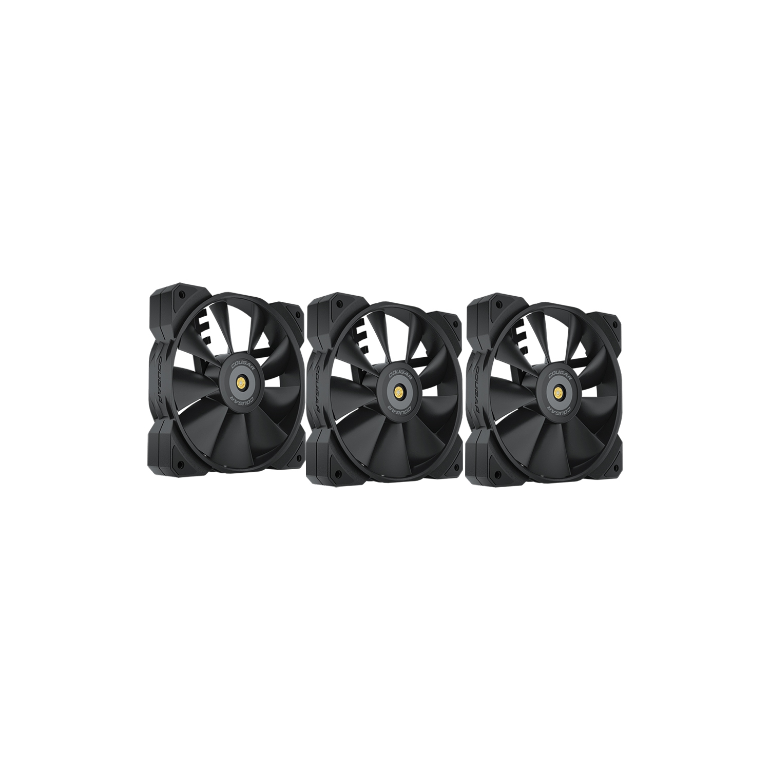 Cougar MHP 120 Cooling Fan 4 Pin PWM 2000 RPM (max) HDB Bearing PWM Control Anti-vibration Damper Suitable for Radiator / Heatsink 3-Fan Pack, Black